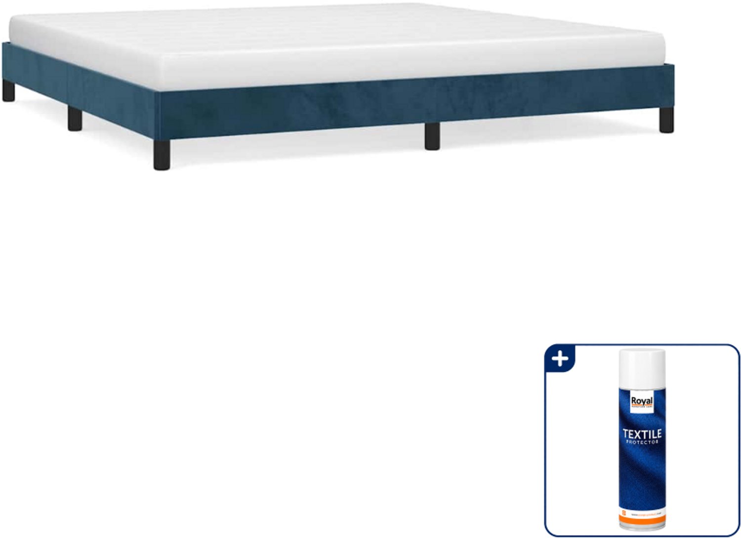 vidaXL bedframe 200 x 200 cm - fluweel - donkerblauw - Inclusief textielbeschermer 500 ml