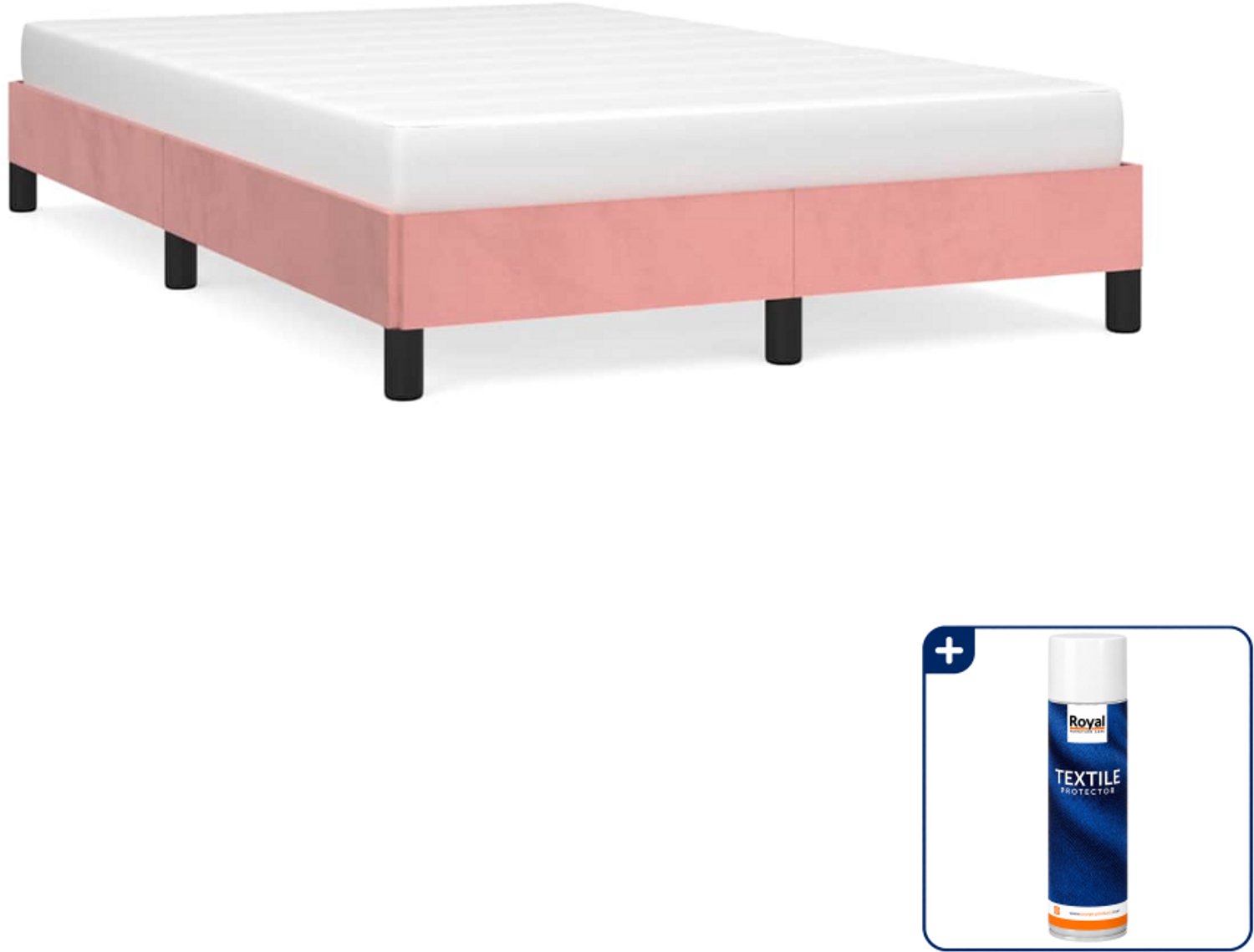 vidaXL Bedframe - 120 x 200 cm - fluweel - roze - Inclusief textielbeschermer 500 ml