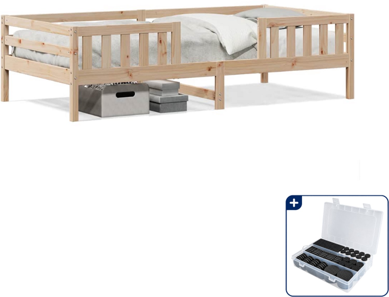 vidaXL bedframe - 90 x 190 cm - massief grenenhout - Inclusief antikrasvilt 177-delig Bruin