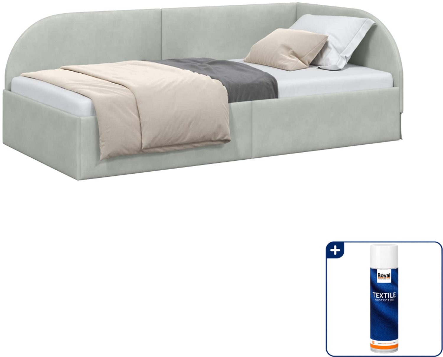 vidaXL hoekbedframe - 80 x 200 cm - fluweel - lichtgrijs - Inclusief textielbeschermer 500 ml