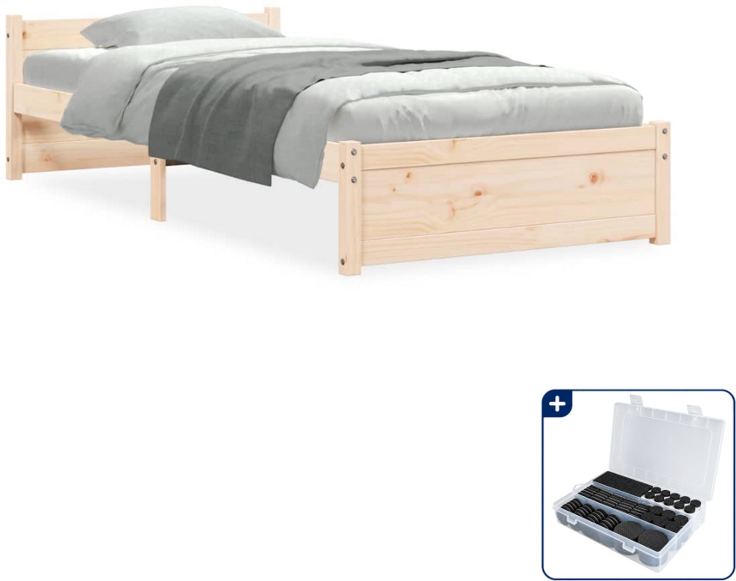 vidaXL bedframe - 75 x 190 cm - massief grenenhout - Inclusief antikrasvilt 177-delig Bruin