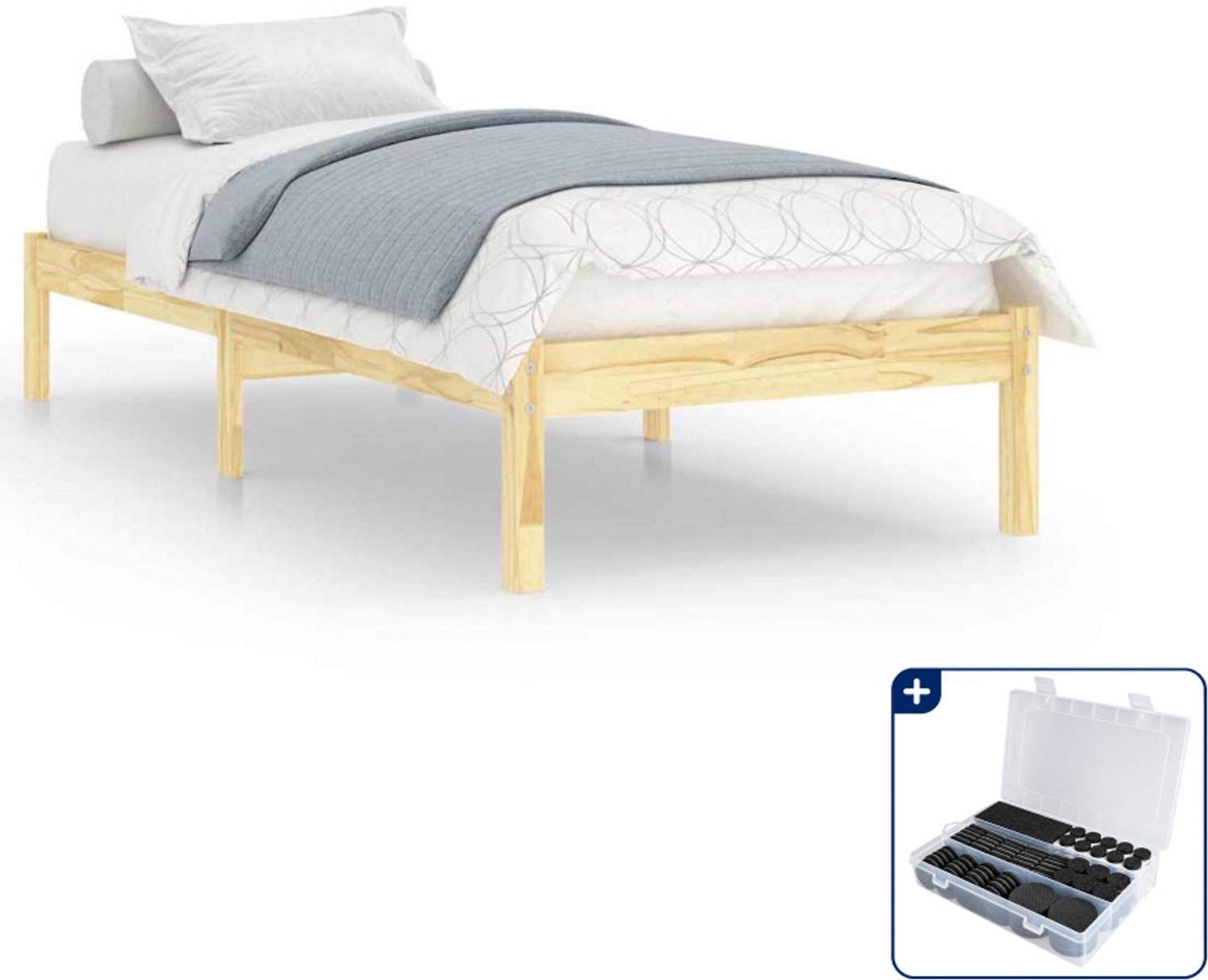 vidaXL bedframe - 75 x 190 cm - massief grenenhout - Inclusief antikrasvilt 177-delig Bruin