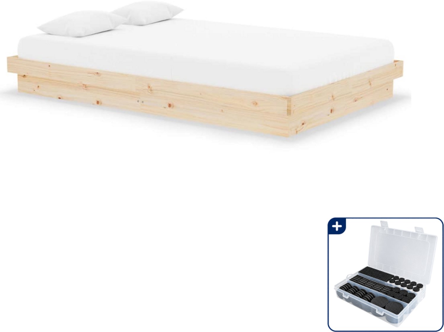 vidaXL bedframe - 120 x 190 cm - massief grenenhout - Inclusief antikrasvilt 177-delig Bruin