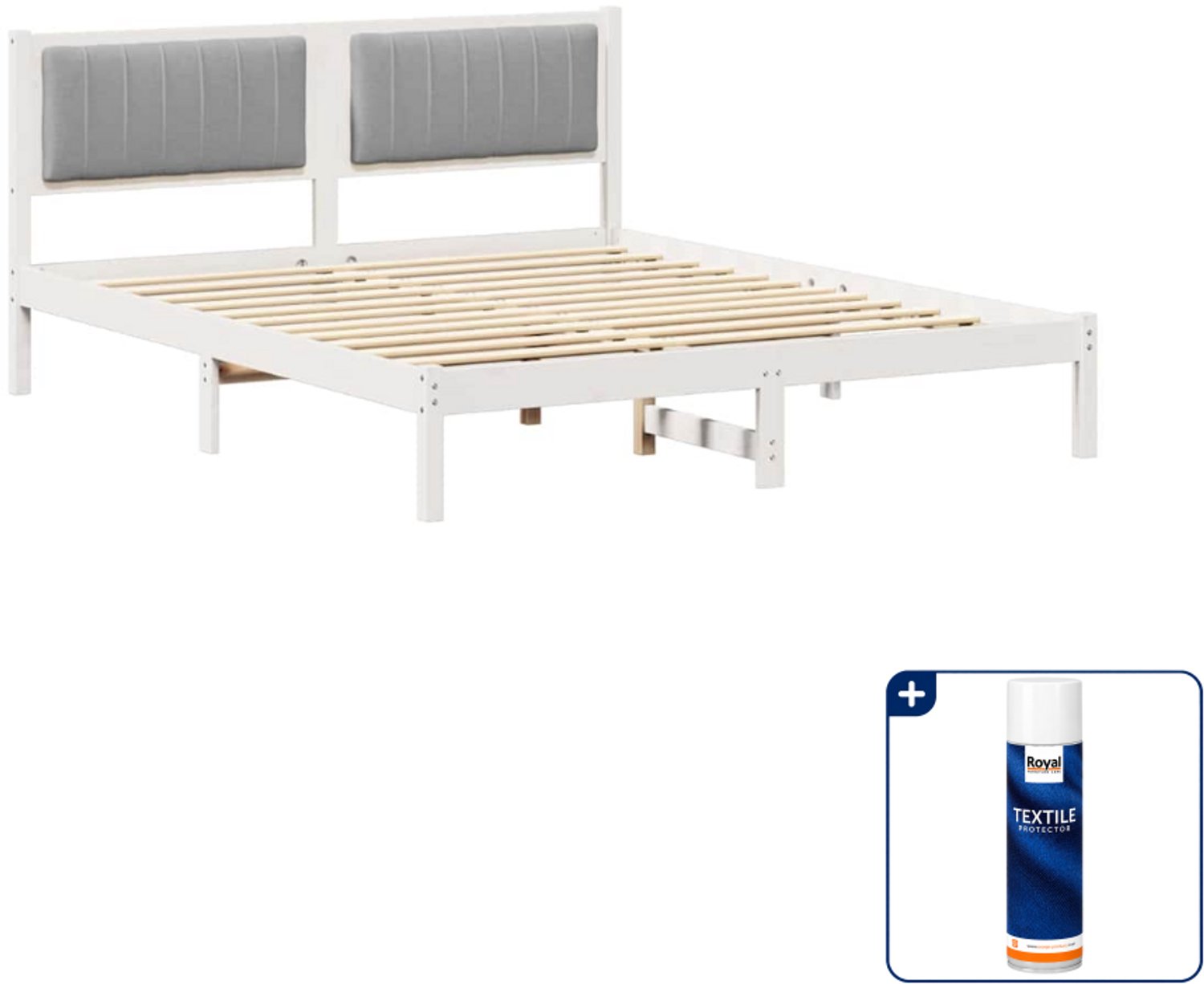 vidaXL Bedframe - Queensize - 160 x 200 cm - lichtgrijs - Inclusief textielbeschermer 500 ml Wit