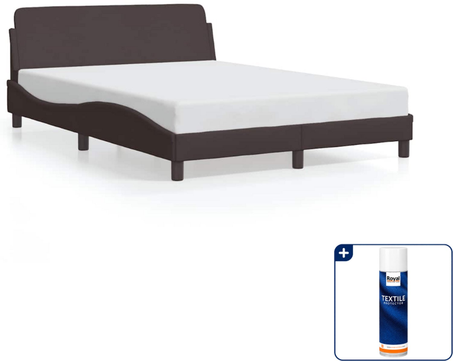 vidaXL Bedframe Dover Small double - 140 x 200 cm - donkerbruin - Inclusief textielbeschermer 500 ml