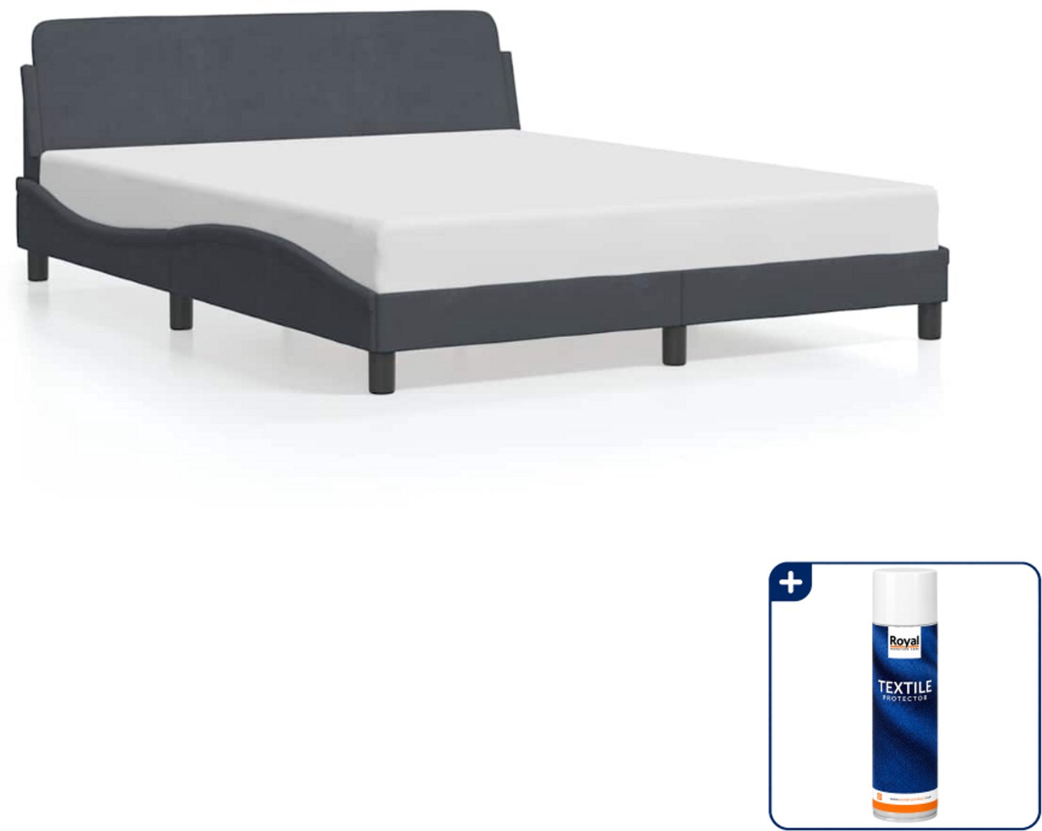 vidaXL bedframe Dover - 152 x 203 cm - fluweel - donkergrijs - Inclusief textielbeschermer 500 ml
