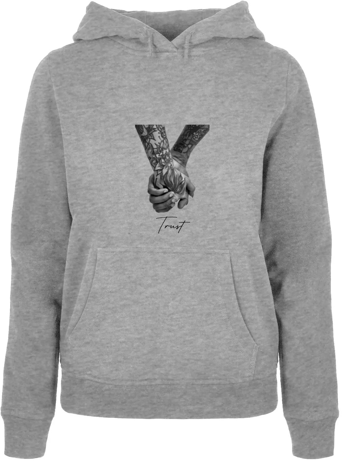Dames Hoodie Mister Tee Trust 2.0 New Basic Heidegrijs