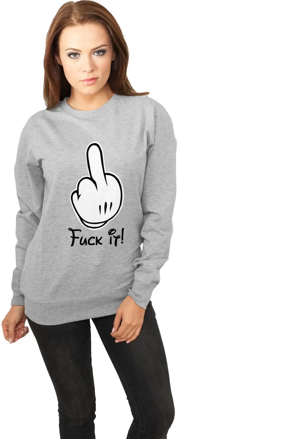 Dames sweatshirt Mister Tee F**K IT Comic Grijs
