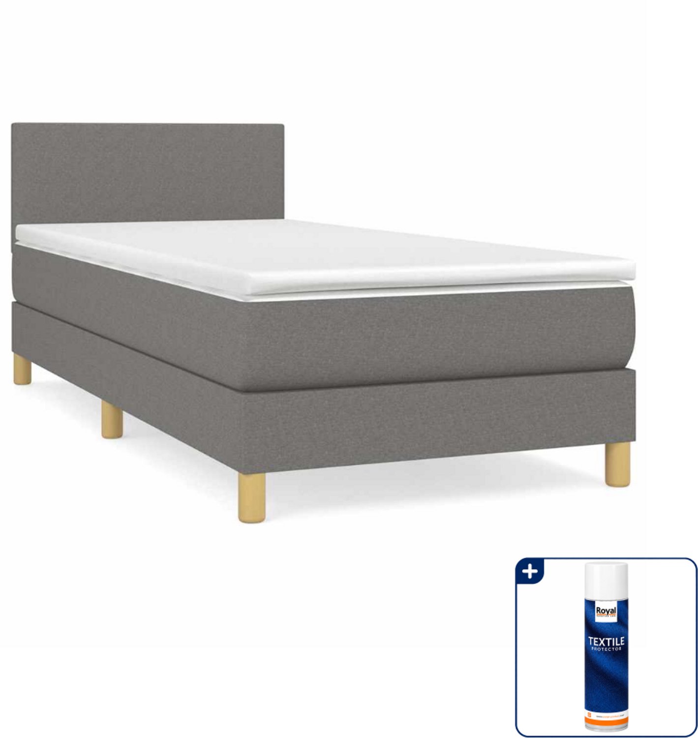 vidaXL boxspring met matras 80 x 200 cm - donkergrijs - Inclusief textielbeschermer 500 ml