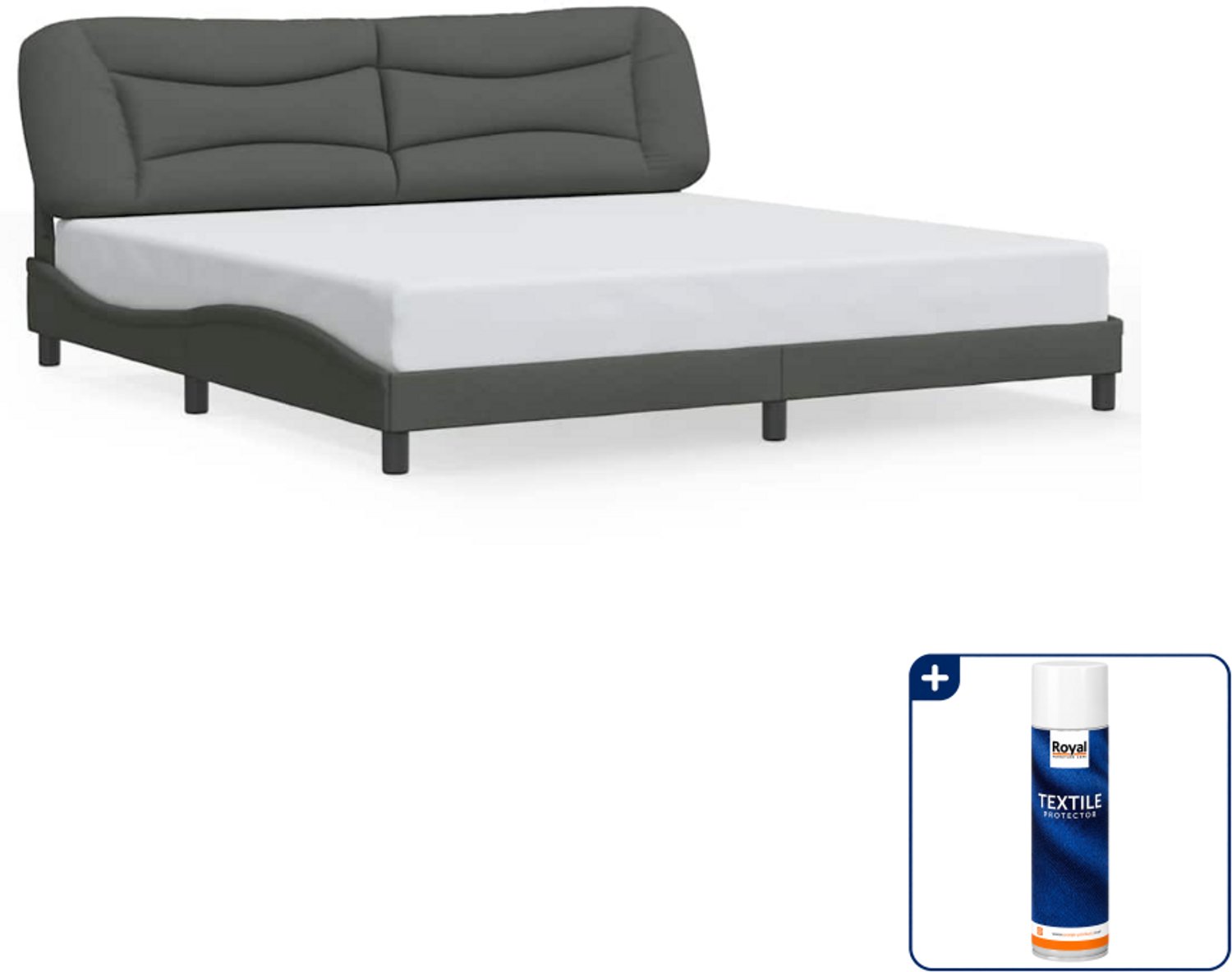 vidaXL Bedframe Hvar - 200 x 200 cm - donkergrijs - Inclusief textielbeschermer 500 ml Bruin