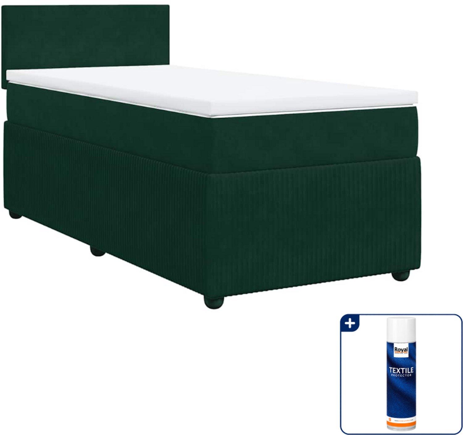 vidaXL boxspring met matras 80 x 200 cm - fluweel - donkergroen - Inclusief textielbeschermer 500 ml