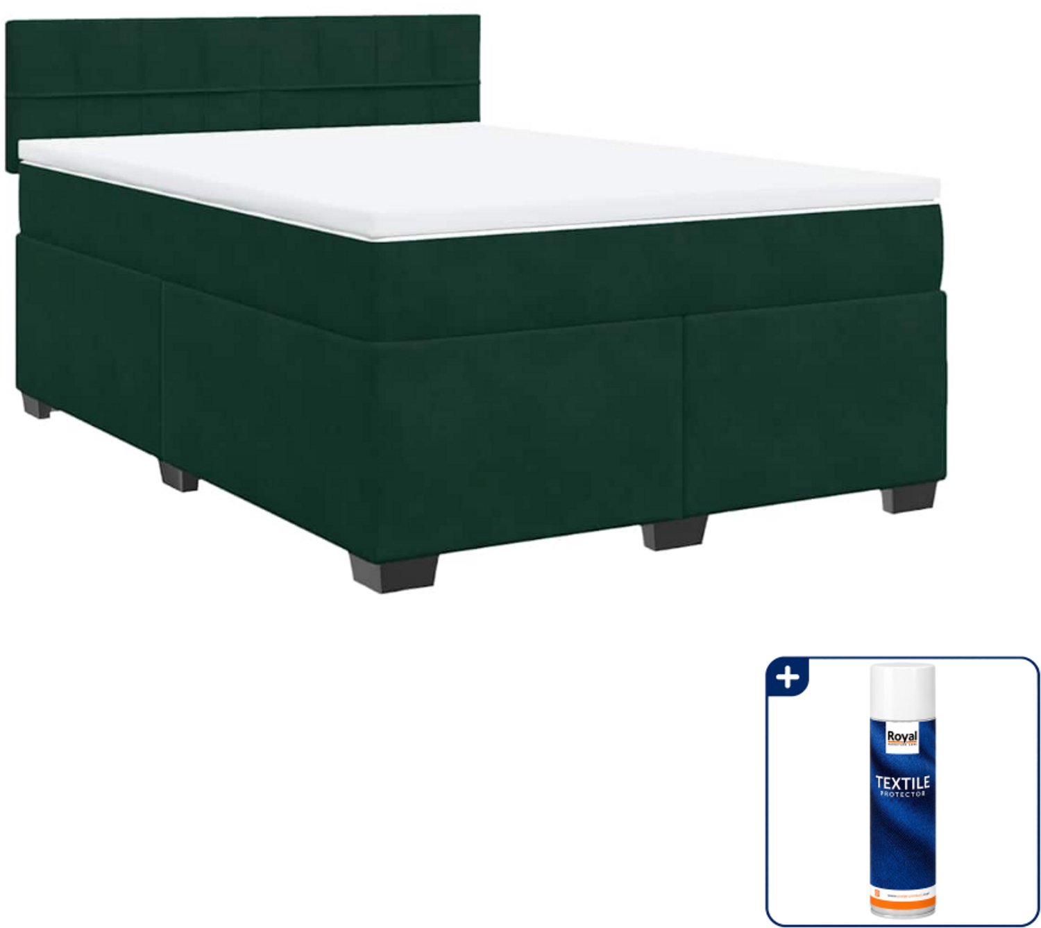 vidaXL Boxspring Small double - 140 x 200 cm - donkergroen - Inclusief textielbeschermer 500 ml