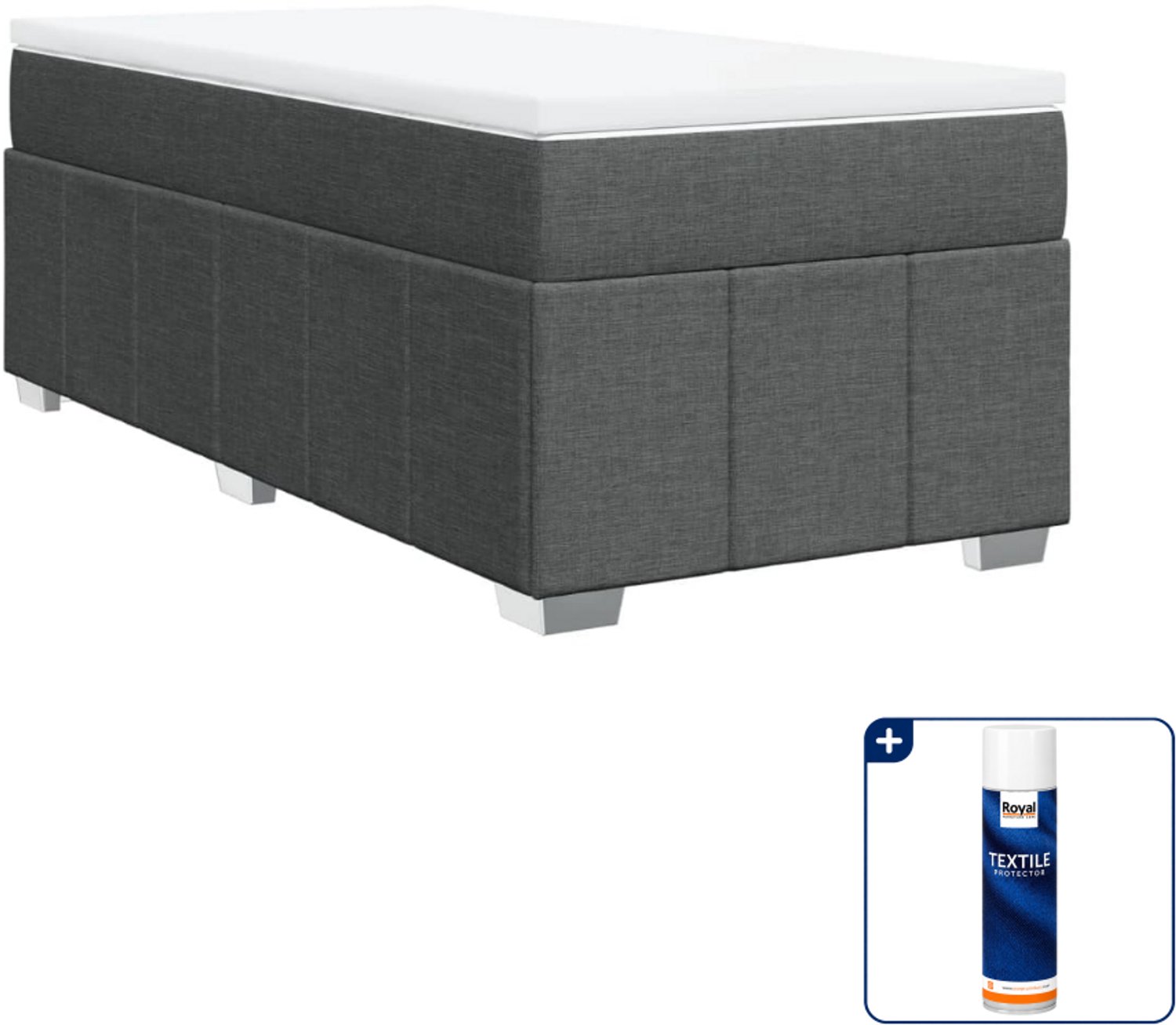 vidaXL boxspring met matras - 90 x 190 cm - donkergrijs - Inclusief textielbeschermer 500 ml