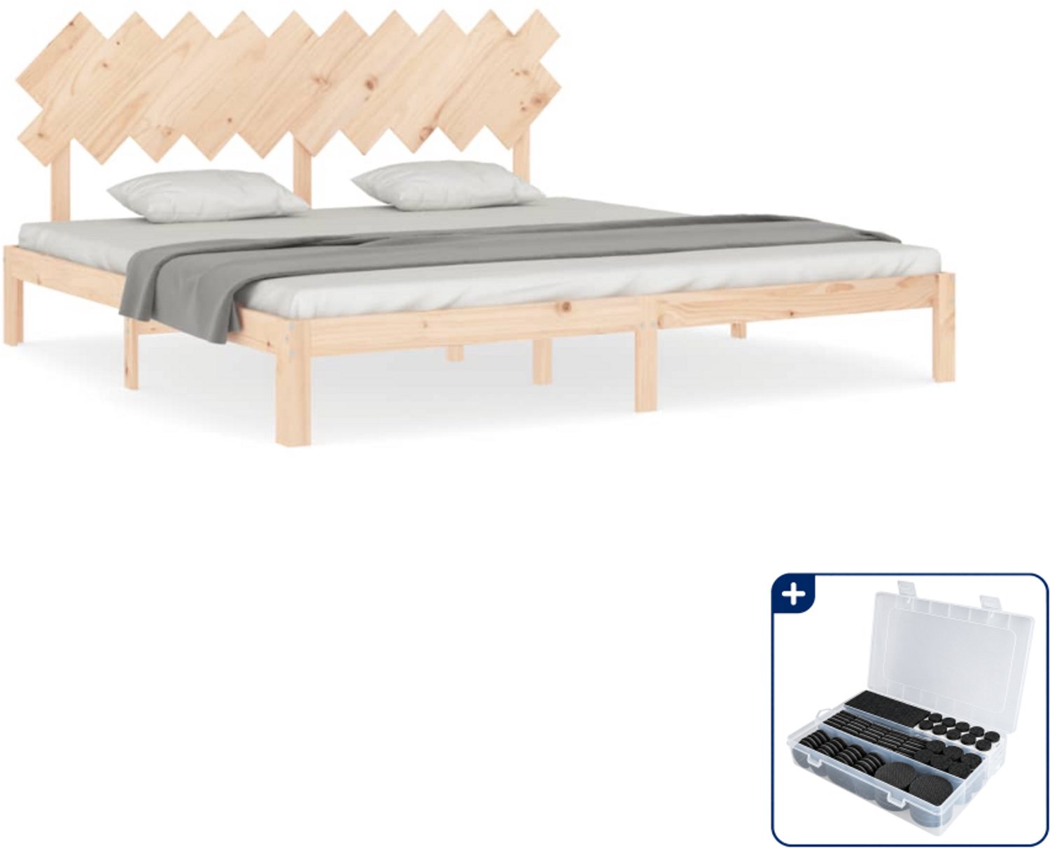 vidaXL bedframe - 200 x 200 cm - massief grenenhout - Inclusief antikrasvilt 177-delig Bruin