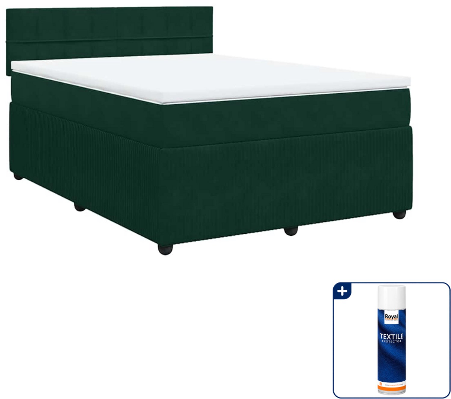 vidaXL Queensize boxspring met matras - 160 x 200 cm - donkergroen - Inclusief textielbeschermer 500 ml