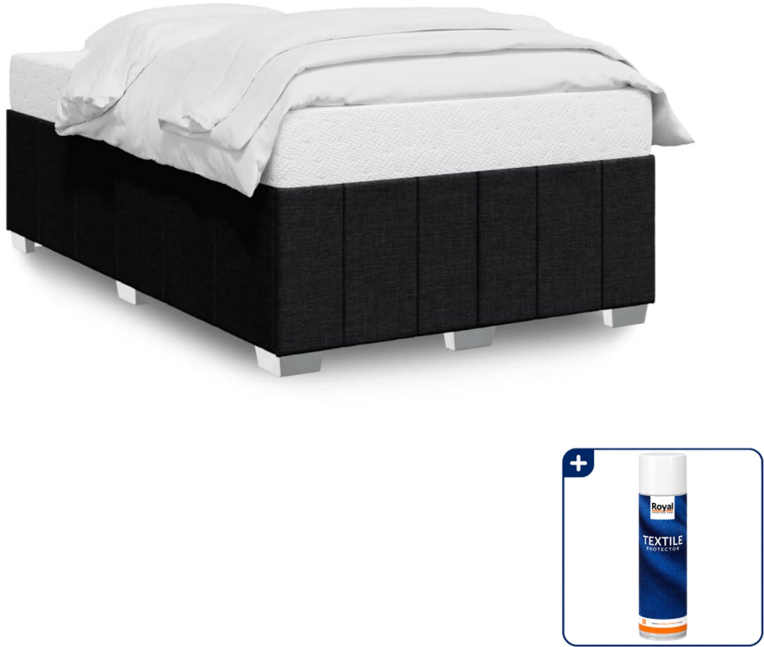 vidaXL bedframe 120 x 190 cm - stof - zwart - Inclusief textielbeschermer 500 ml