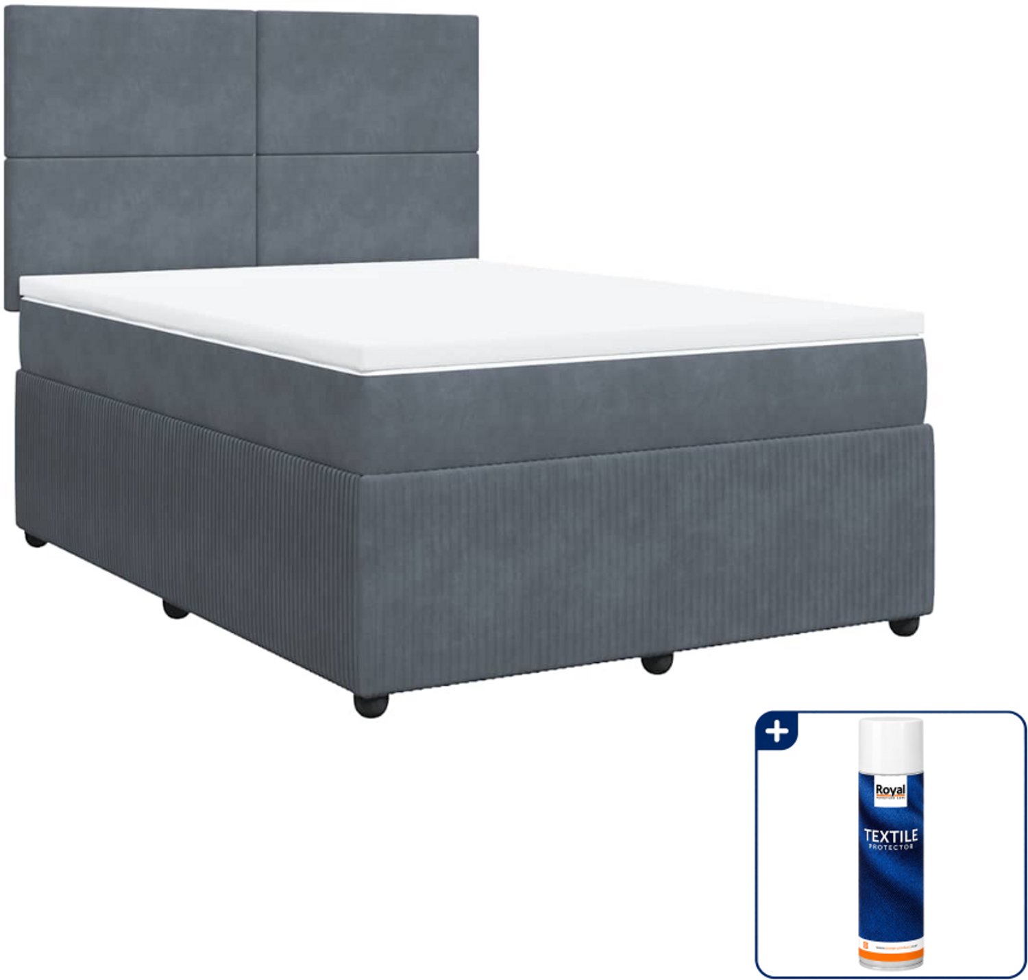 vidaXL Queensize boxspring met matras - 160 x 200 cm - donkergrijs - Inclusief textielbeschermer 500 ml
