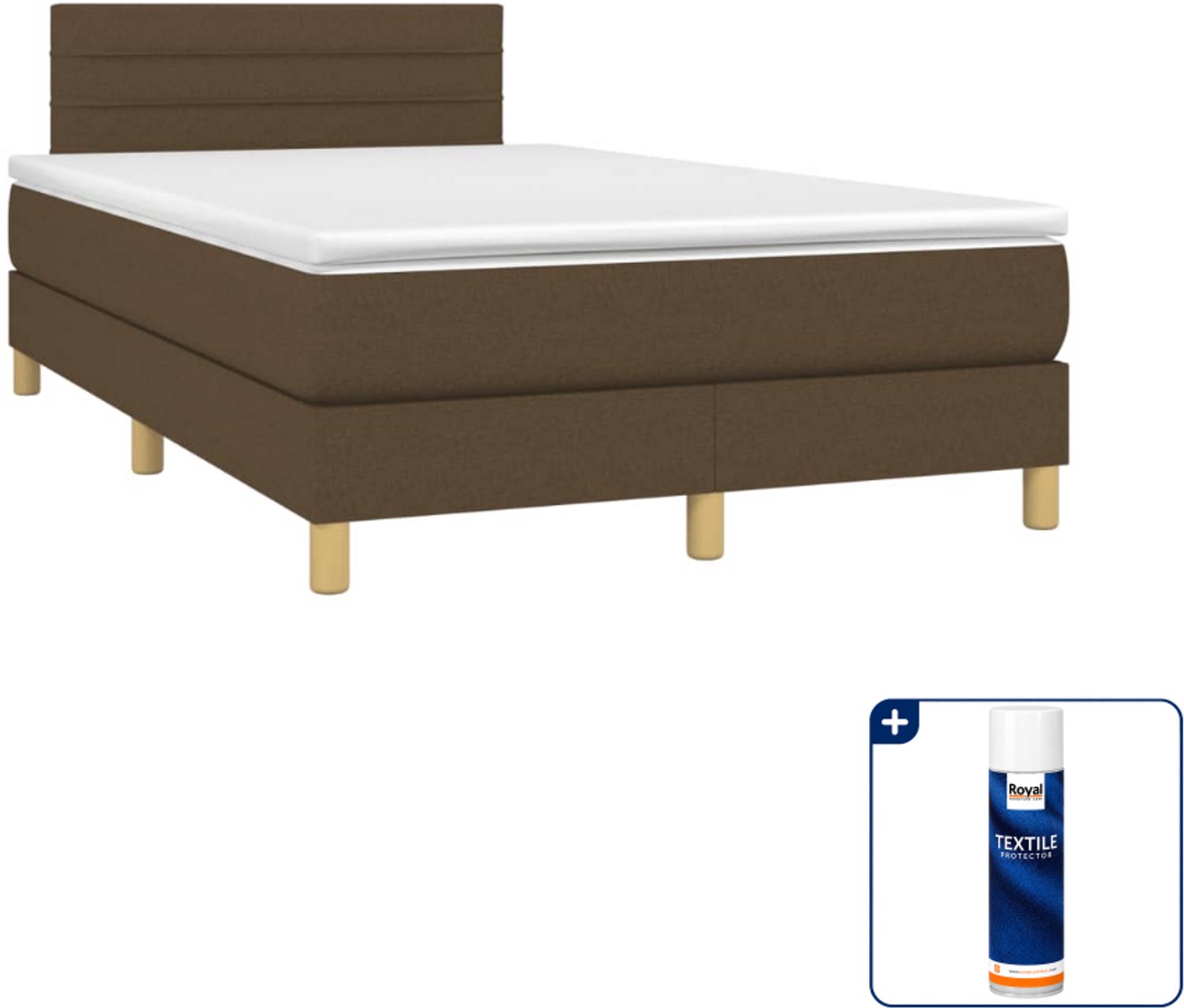 vidaXL boxspring met matras - 120 x 190 cm - donkerbruin - Inclusief textielbeschermer 500 ml