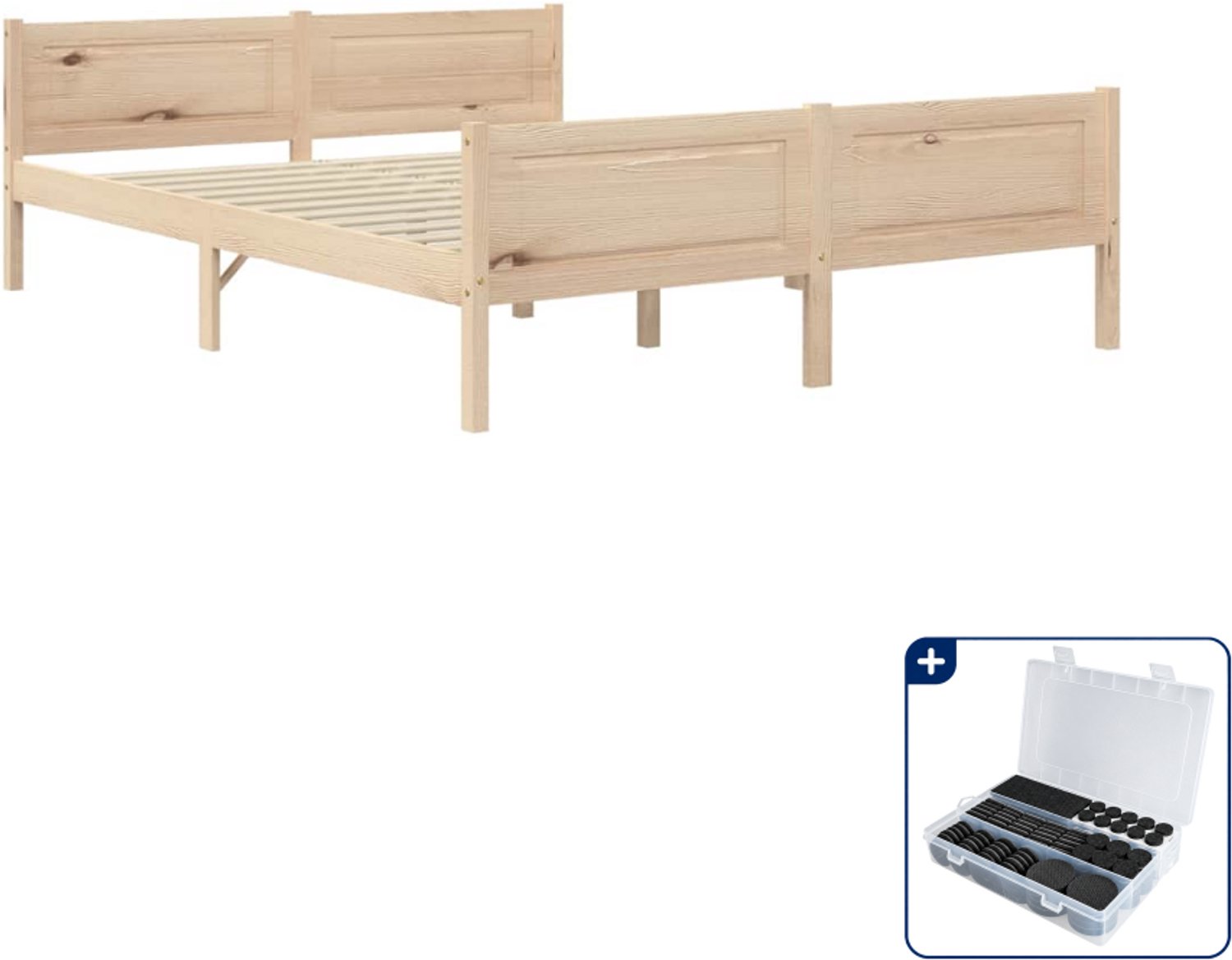 vidaXL bedframe - 120 x 200 cm - massief grenenhout - Inclusief antikrasvilt 177-delig Bruin