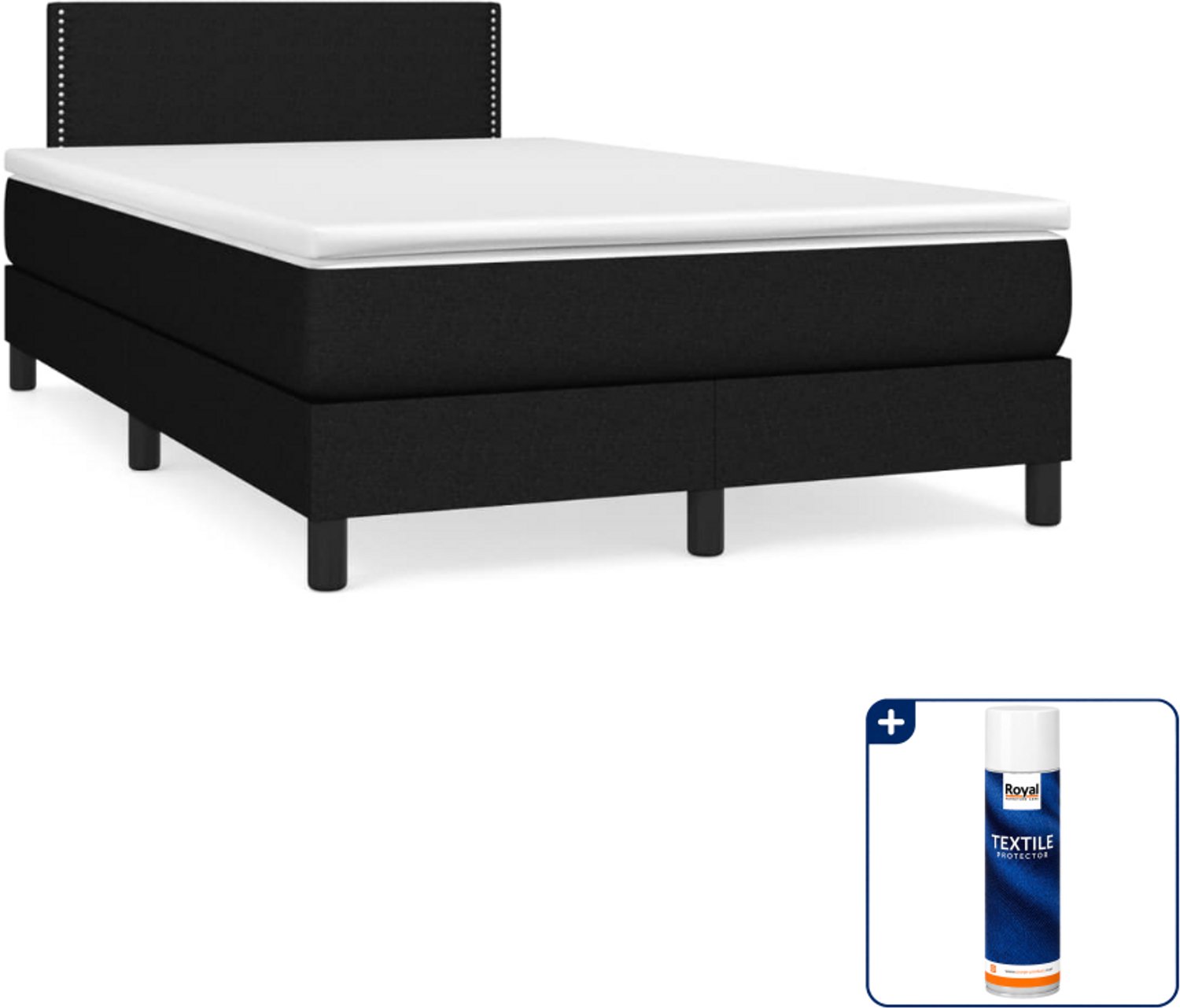 vidaXL boxspring met matras 120 x 200 cm - stof - zwart - Inclusief textielbeschermer 500 ml
