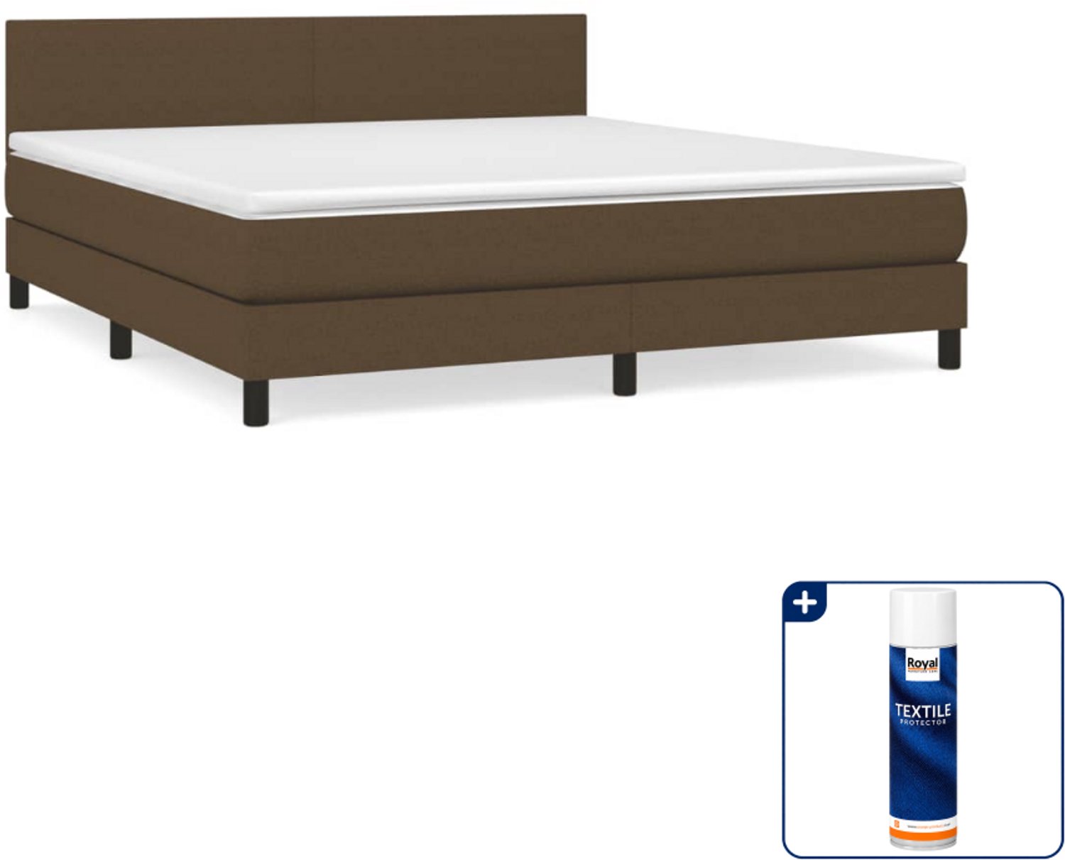 vidaXL Boxspring Kingsize - 180 x 200 cm - donkerbruin - Inclusief textielbeschermer 500 ml