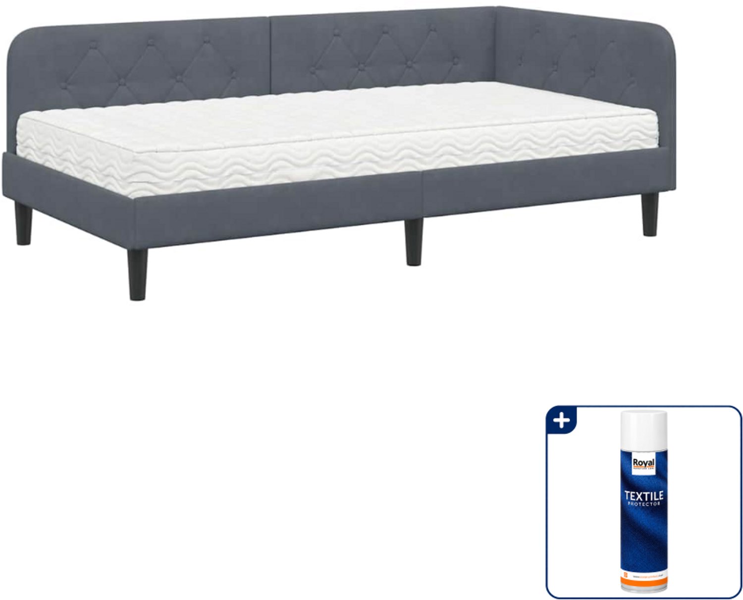 vidaXL hoekbedframe - 100 x 200 cm - fluweel - donkergrijs - Inclusief textielbeschermer 500 ml Zwart