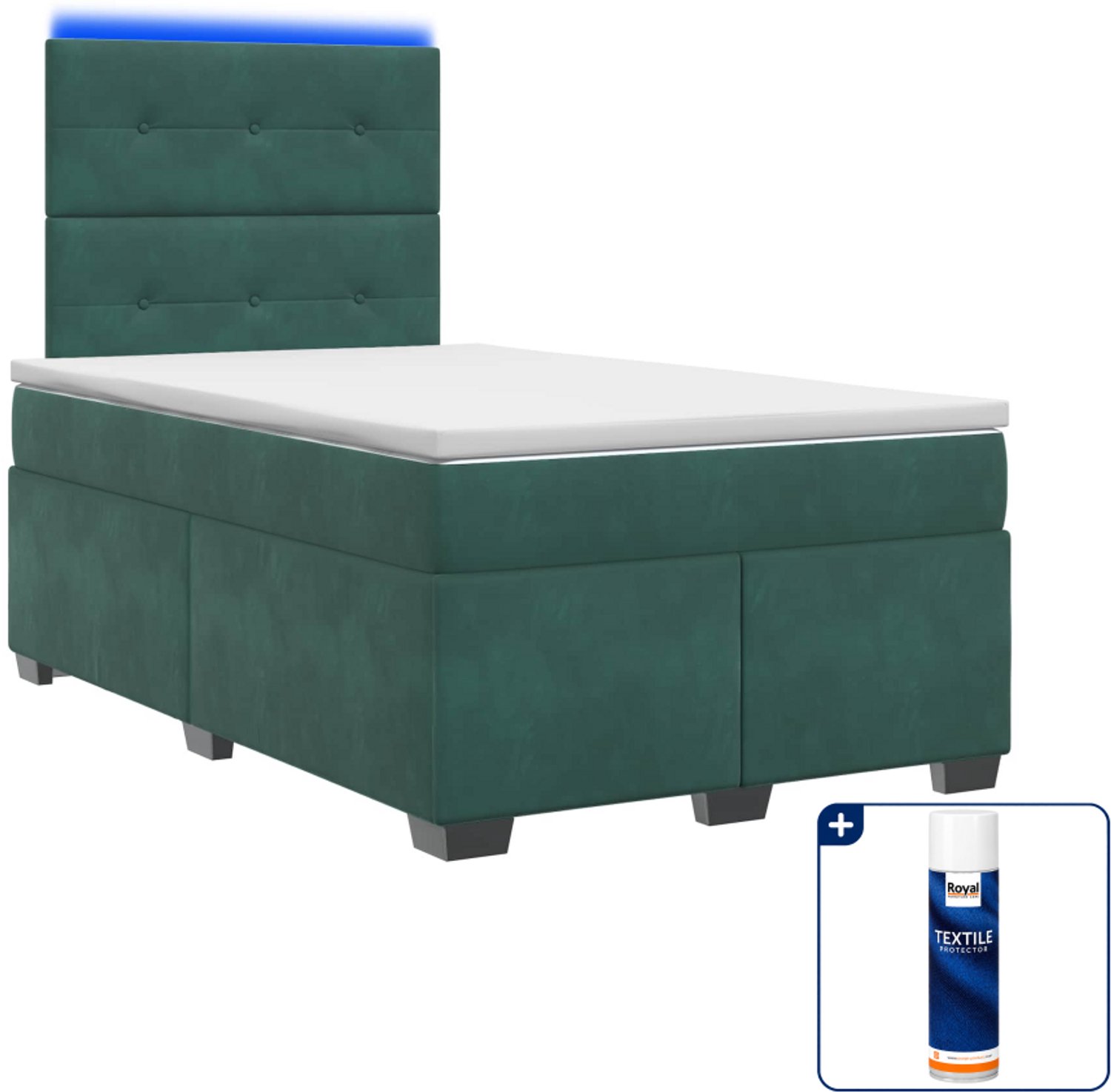 vidaXL Boxspringbed met matras - 120 x 190 cm - donkergroen - Inclusief textielbeschermer 500 ml