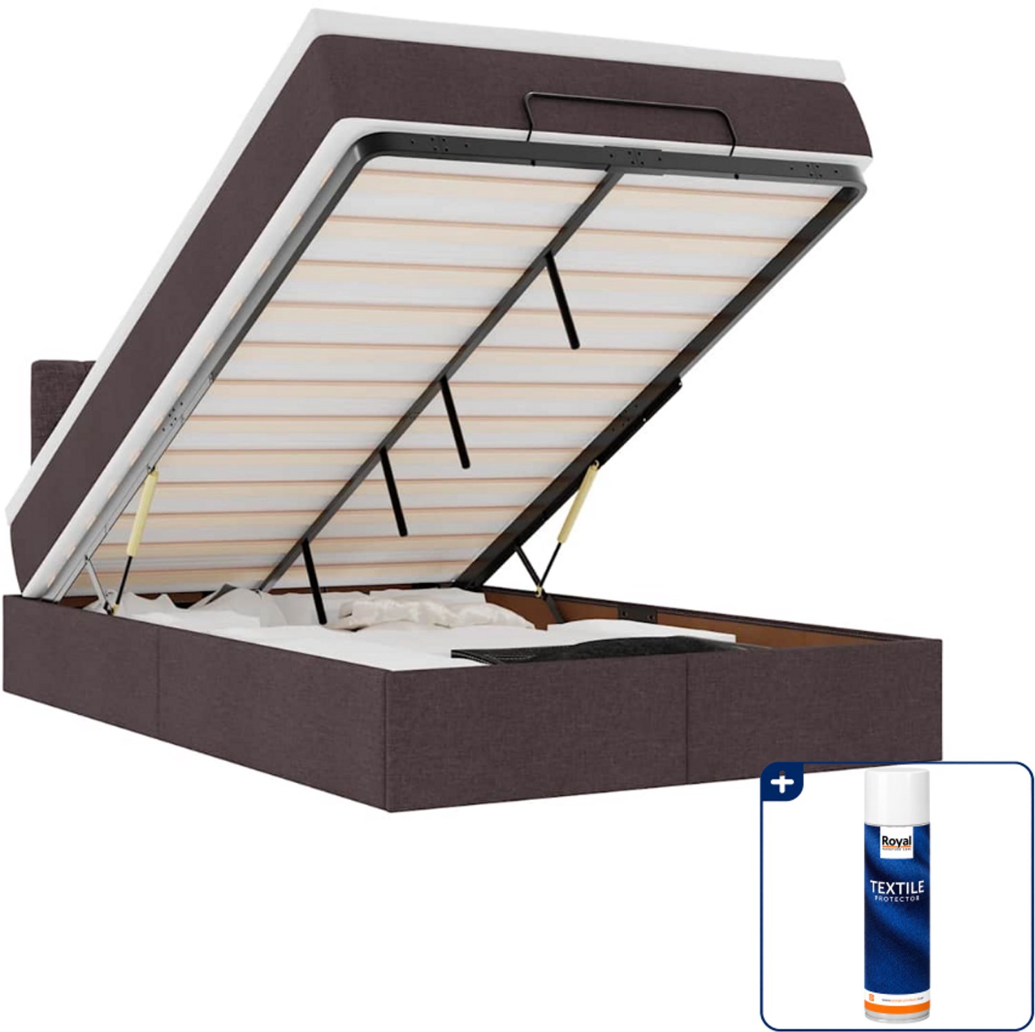 vidaXL bed met matras 120 x 200 cm - donkerbruin - Inclusief textielbeschermer 500 ml Grijs