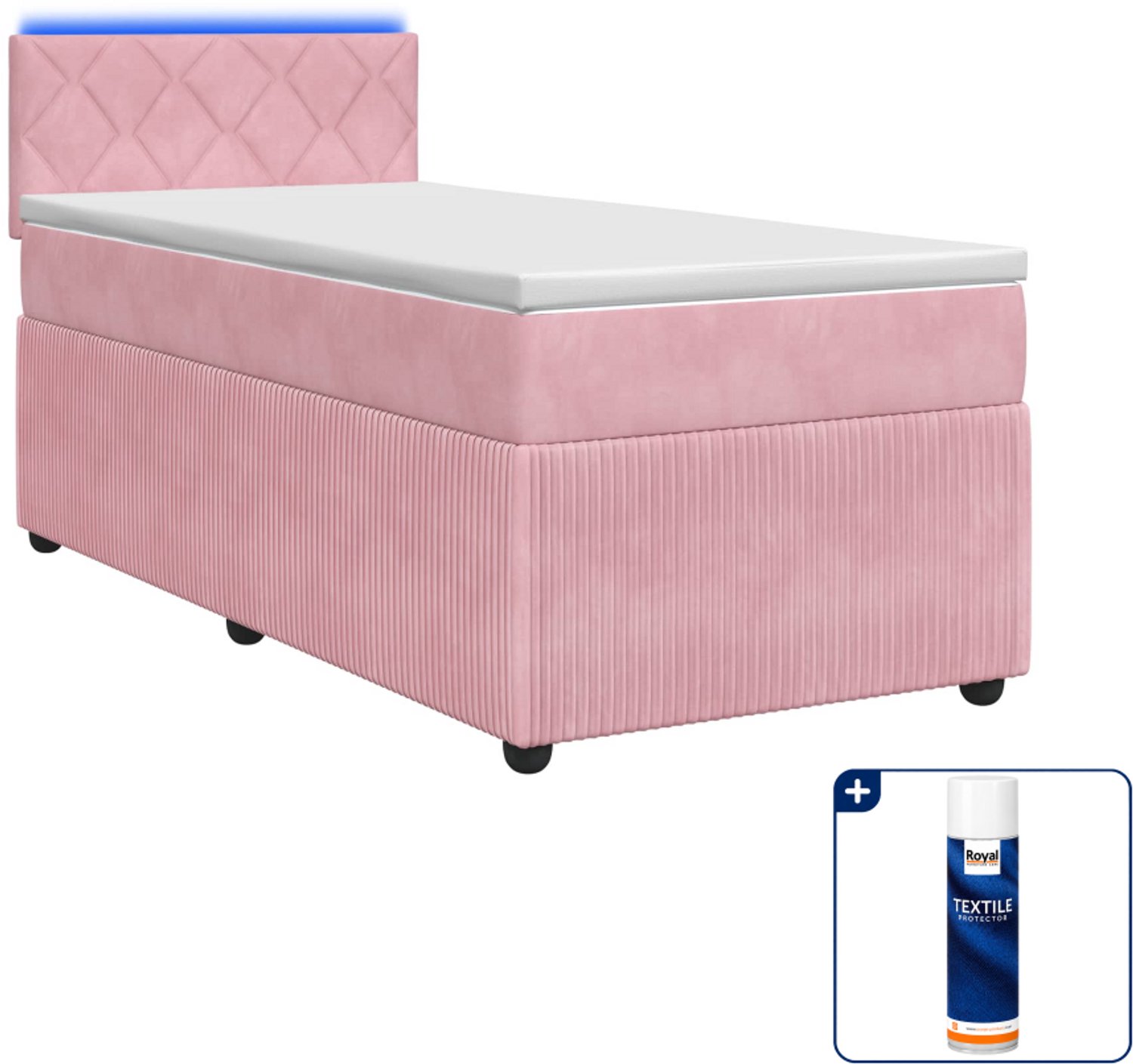 vidaXL boxspringbed 80 x 200 cm - fluweel - roze - Inclusief textielbeschermer 500 ml