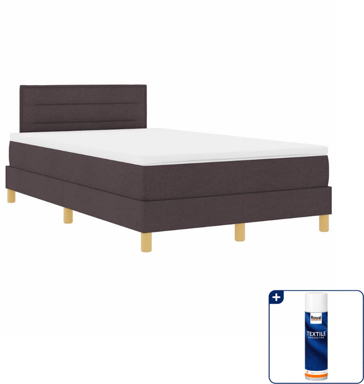 vidaXL LED boxspringbed - 120 x 190 cm - donkerbruin - Inclusief textielbeschermer 500 ml