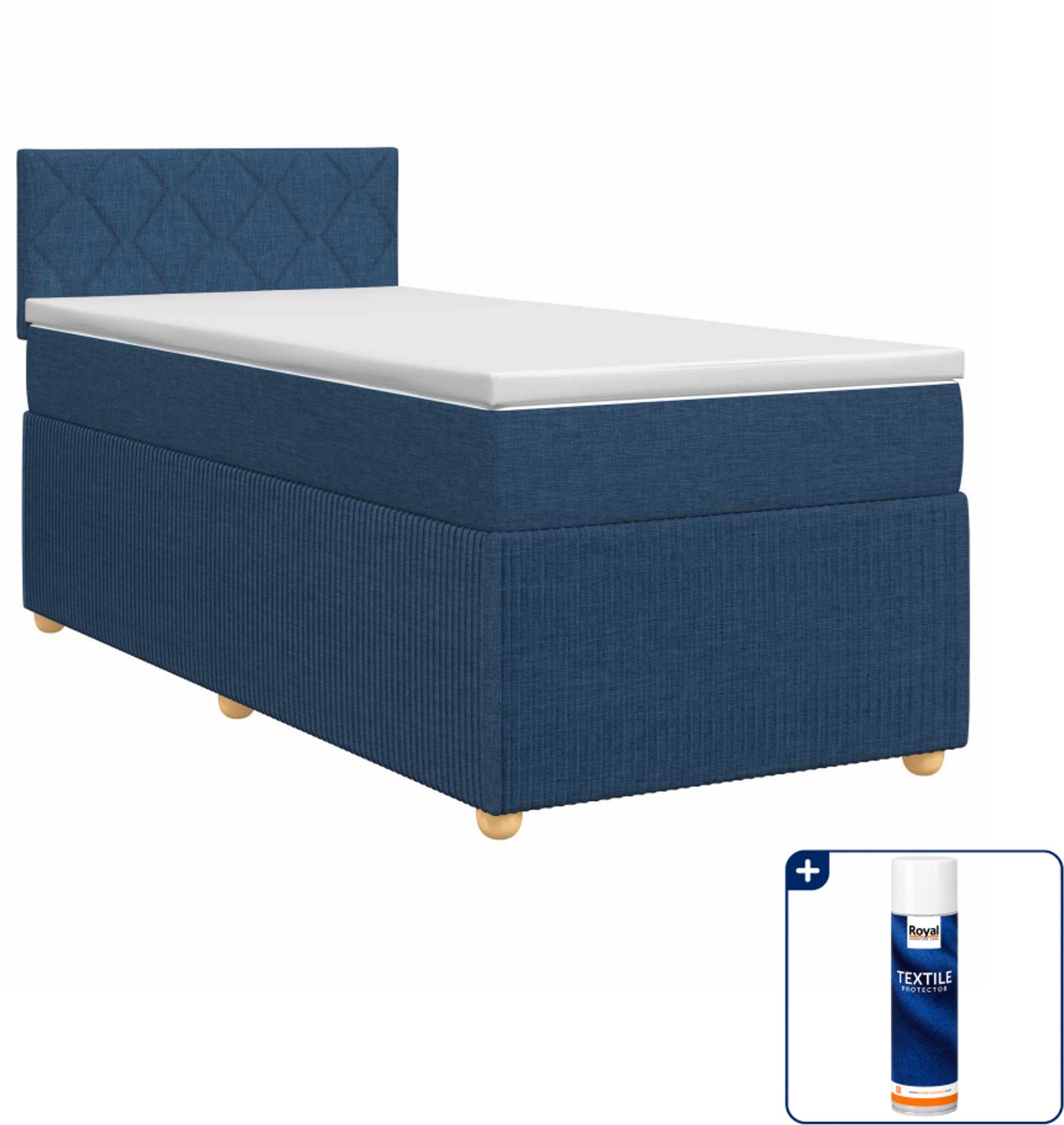 vidaXL boxspringbed - 90 x 200 cm - blauw - Inclusief textielbeschermer 500 ml