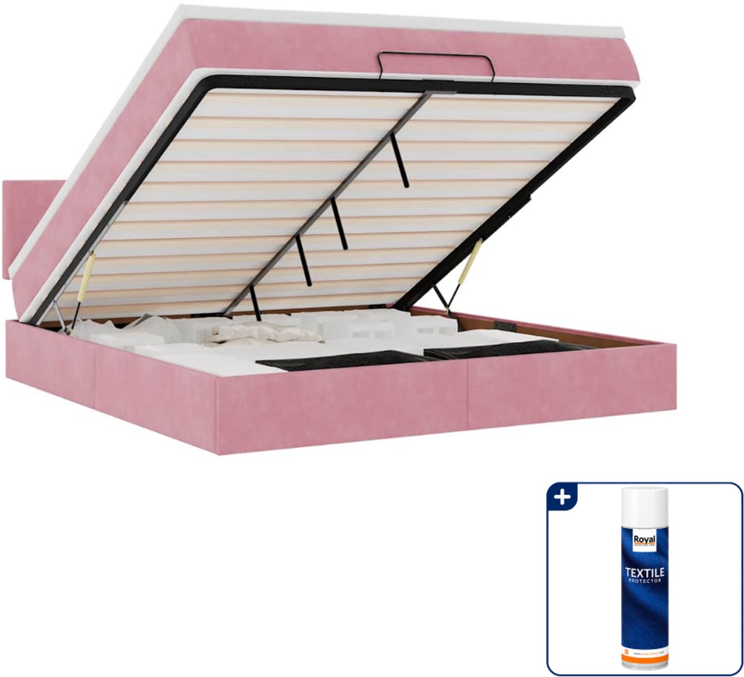vidaXL queensize bed met matras en LED - 160 x 200 cm - roze - Inclusief textielbeschermer 500 ml Blauw