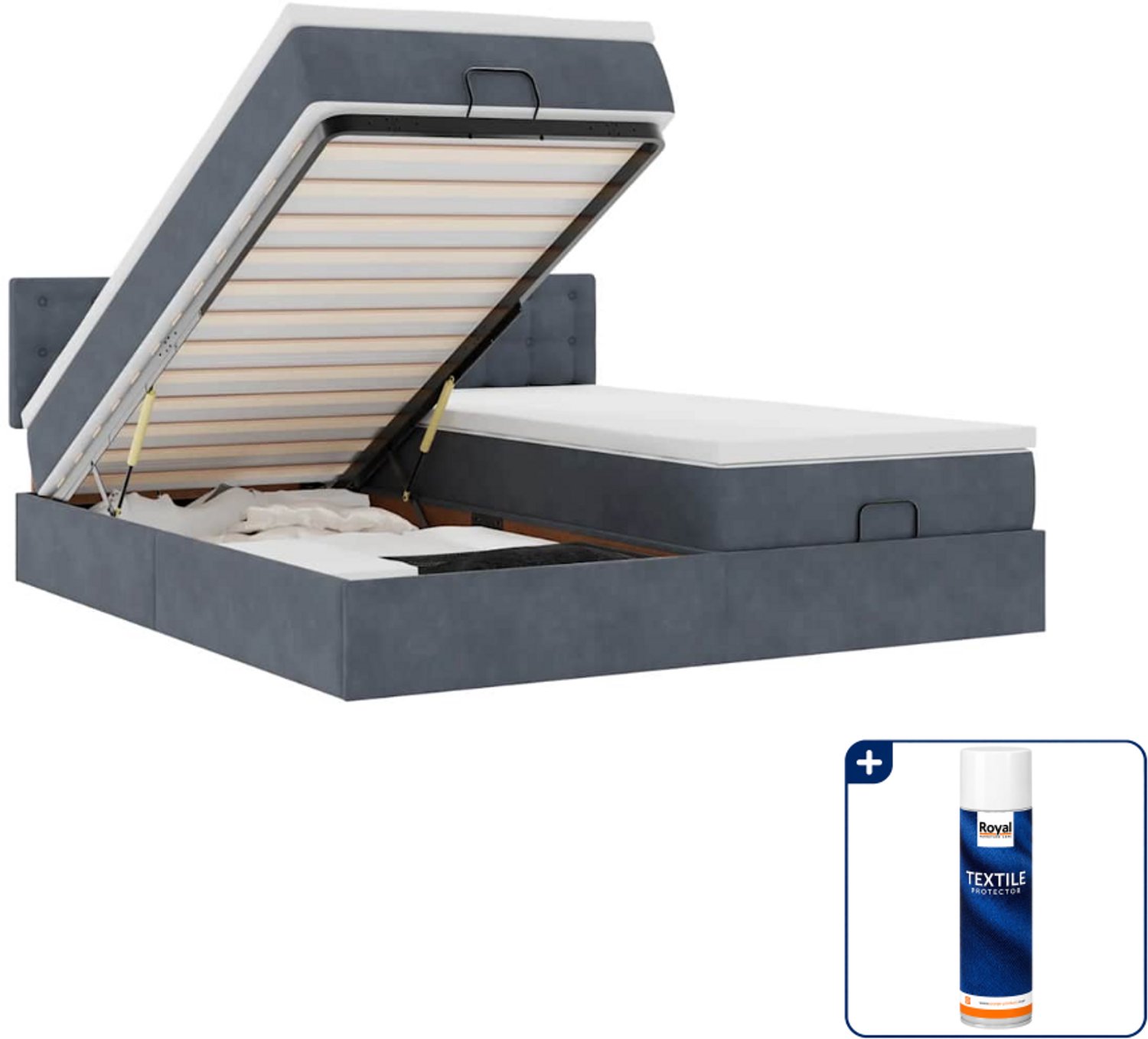 vidaXL Super kingsize ottomaan bed met matrassen - fluweel - donkergrijs - Inclusief textielbeschermer 500 ml Roze