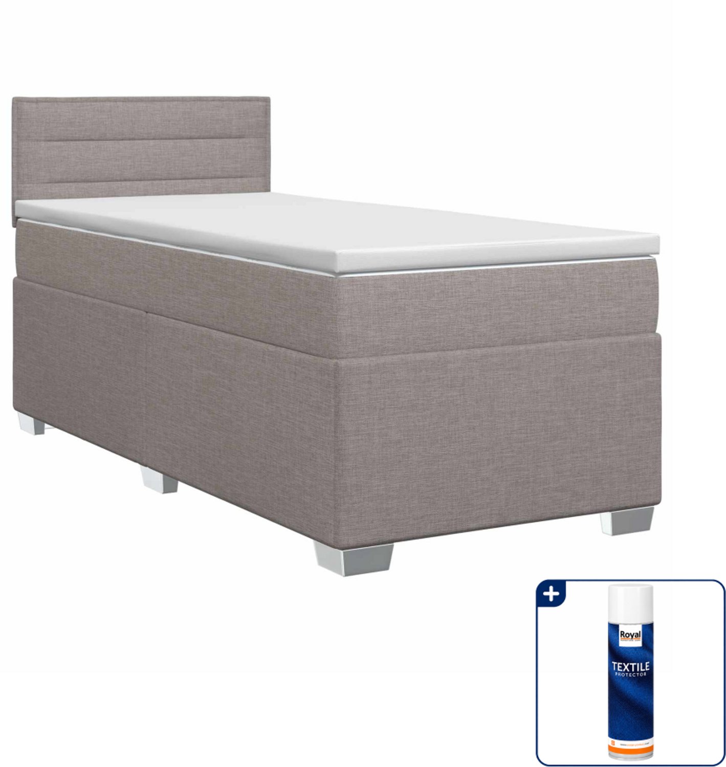 vidaXL boxspringbed met matras - 100 x 200 cm - taupe - Inclusief textielbeschermer 500 ml