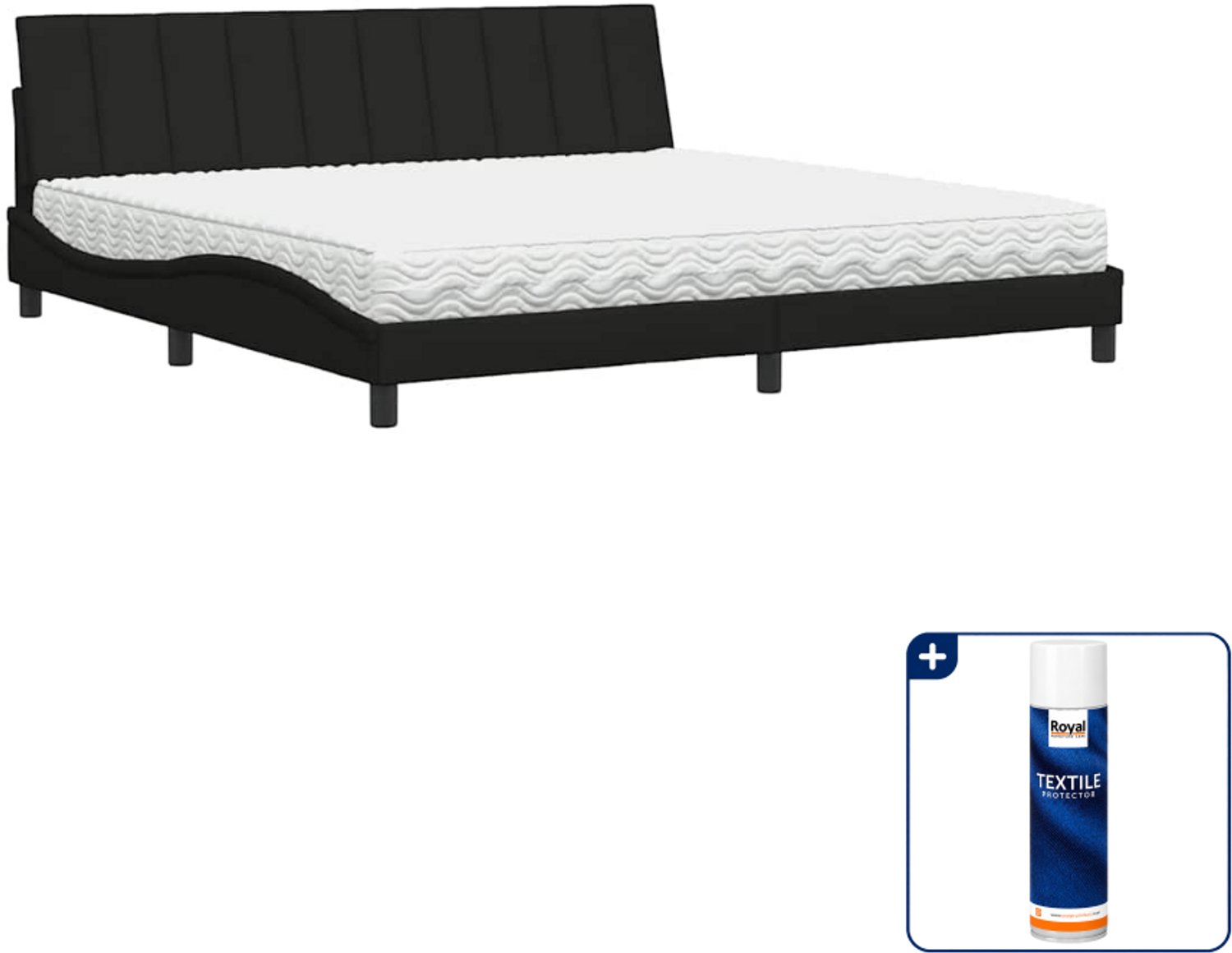 vidaXL Bed Hanko - Super kingsize - 200 x 200 cm - zwart - Inclusief textielbeschermer 500 ml Grijs