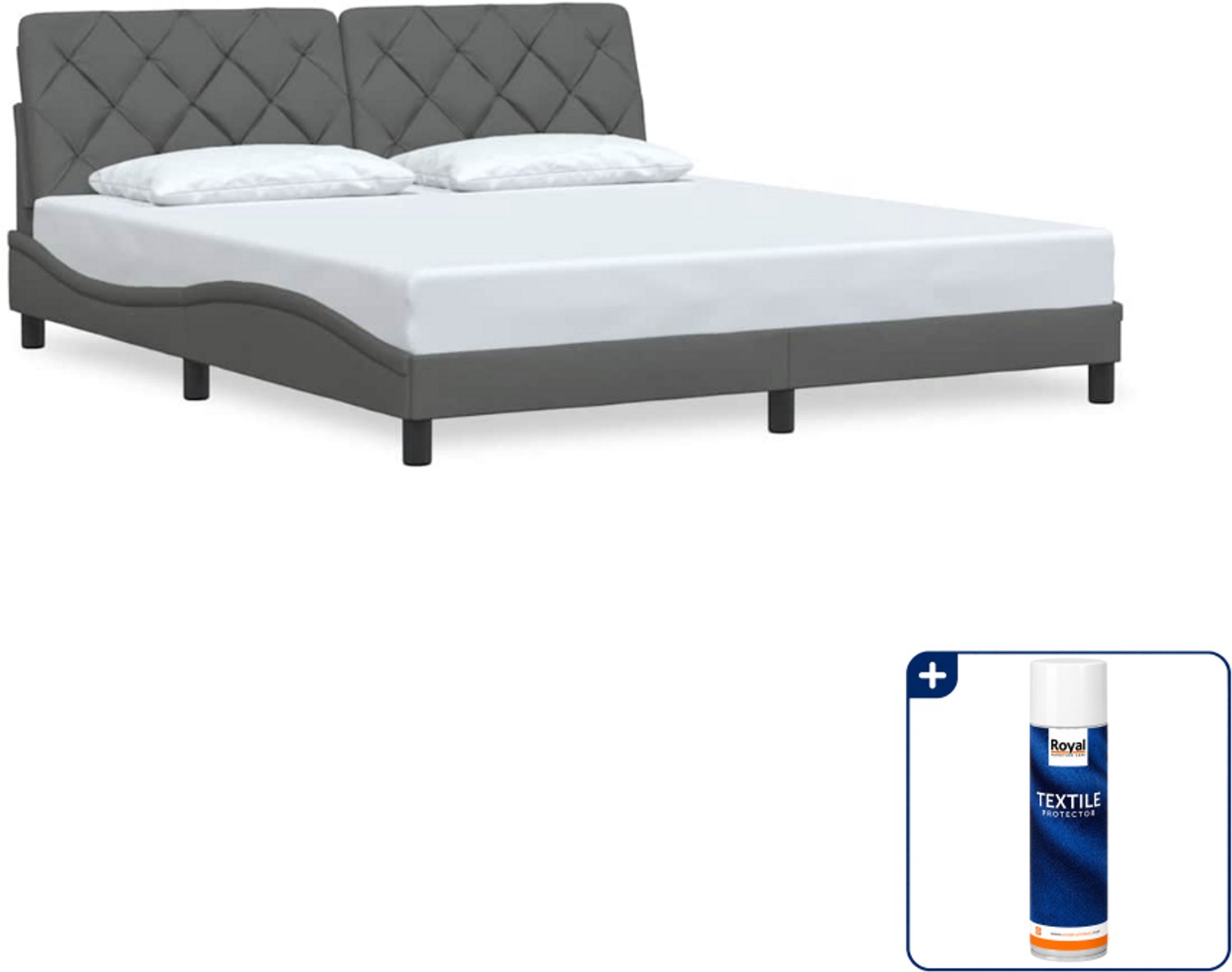 vidaXL bedframe - Kingsize - 180 x 200 cm - donkergrijs - Inclusief textielbeschermer 500 ml Bruin