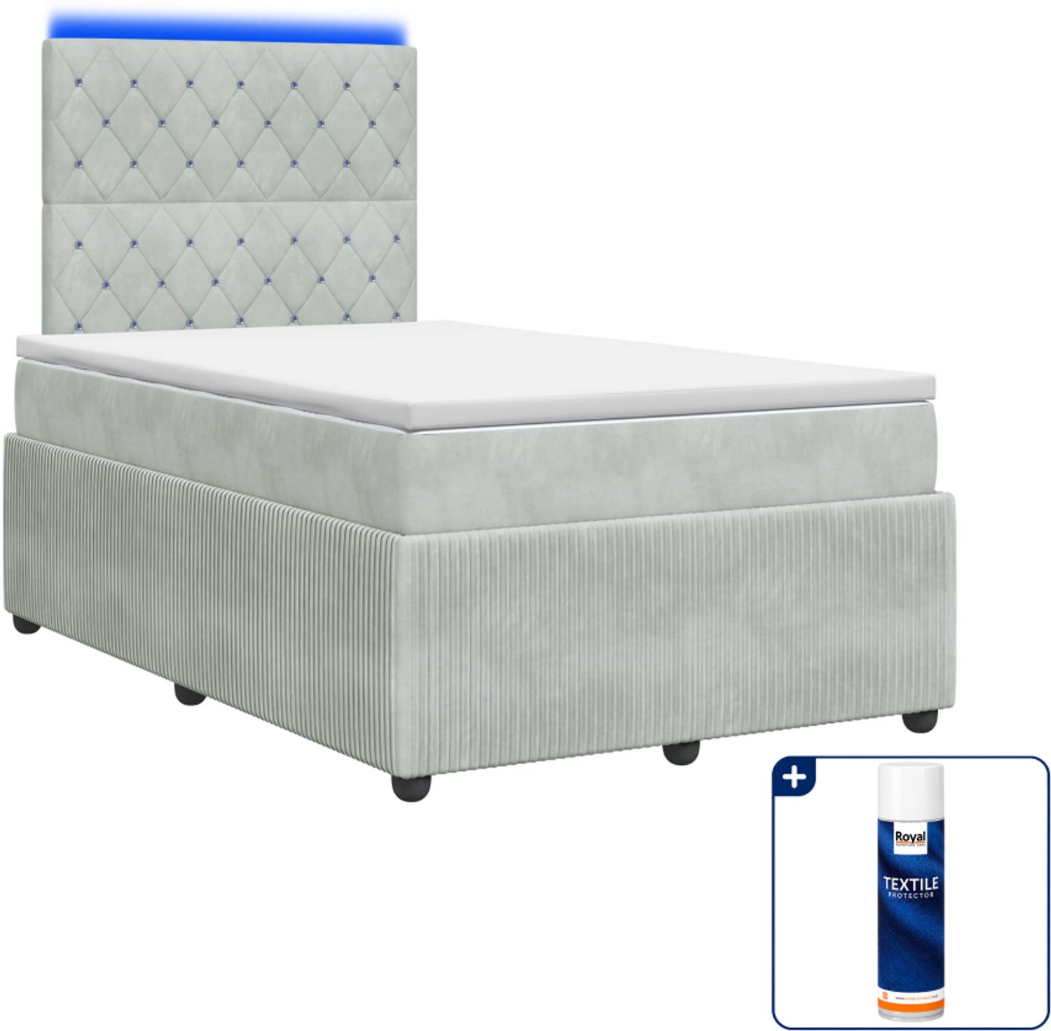 vidaXL boxspring met matras 120 x 190 cm - lichtgrijs - Inclusief textielbeschermer 500 ml