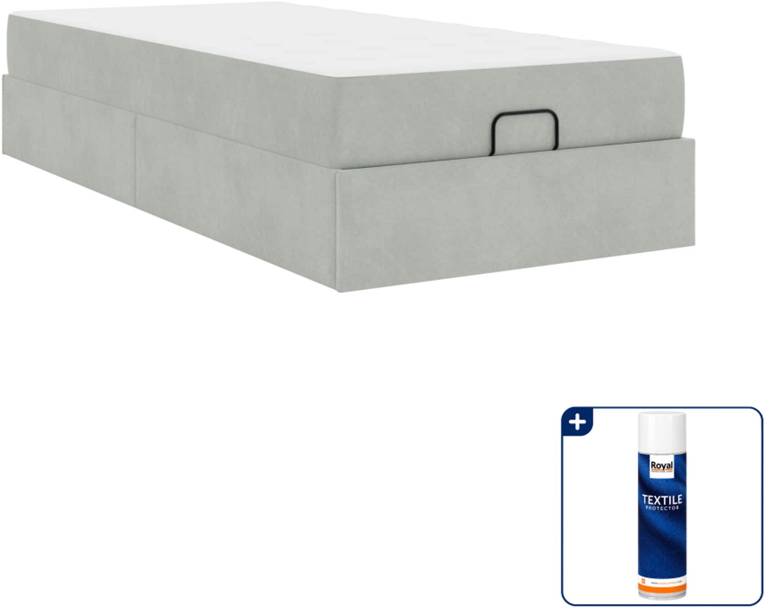 vidaXL bedframe met matras - 200 x 100 cm - fluweel - lichtgrijs - Inclusief textielbeschermer 500 ml