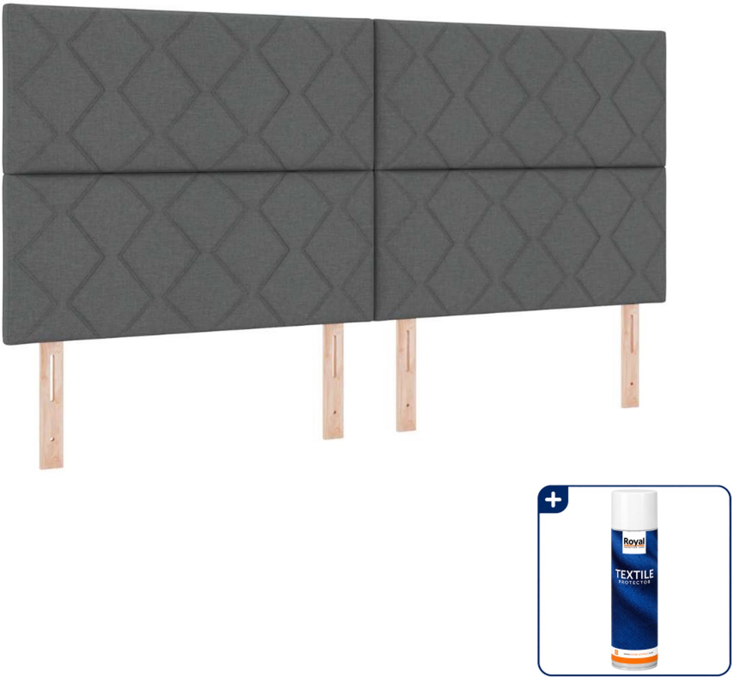 vidaXL LED boxspringbed - 200 x 200 cm - donkergrijs - Inclusief textielbeschermer 500 ml