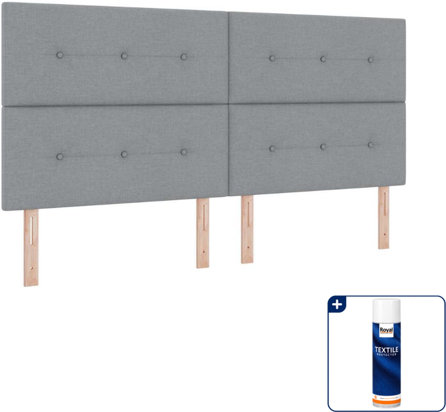 vidaXL boxspring met led - 200 x 200 cm - lichtgrijs - Inclusief textielbeschermer 500 ml