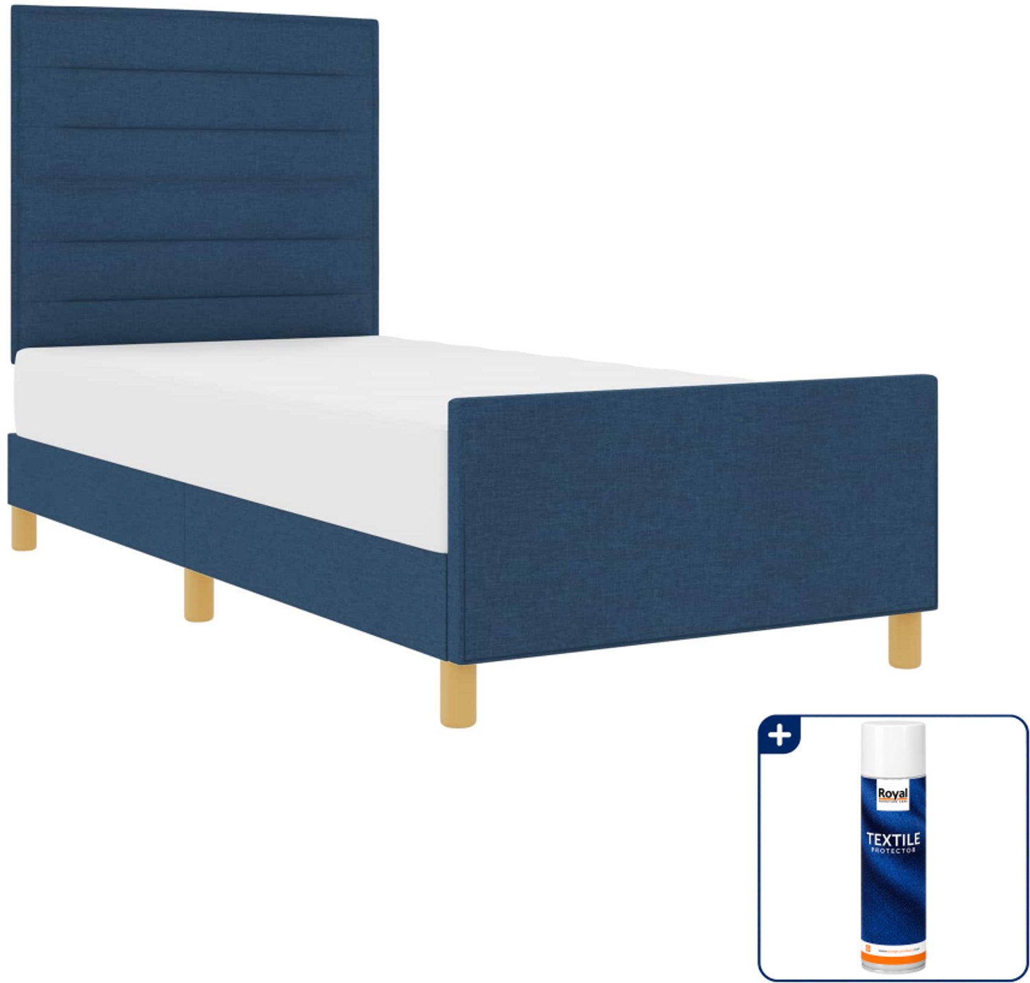 vidaXL bedframe - 90 x 190 cm - stof - blauw - Inclusief textielbeschermer 500 ml