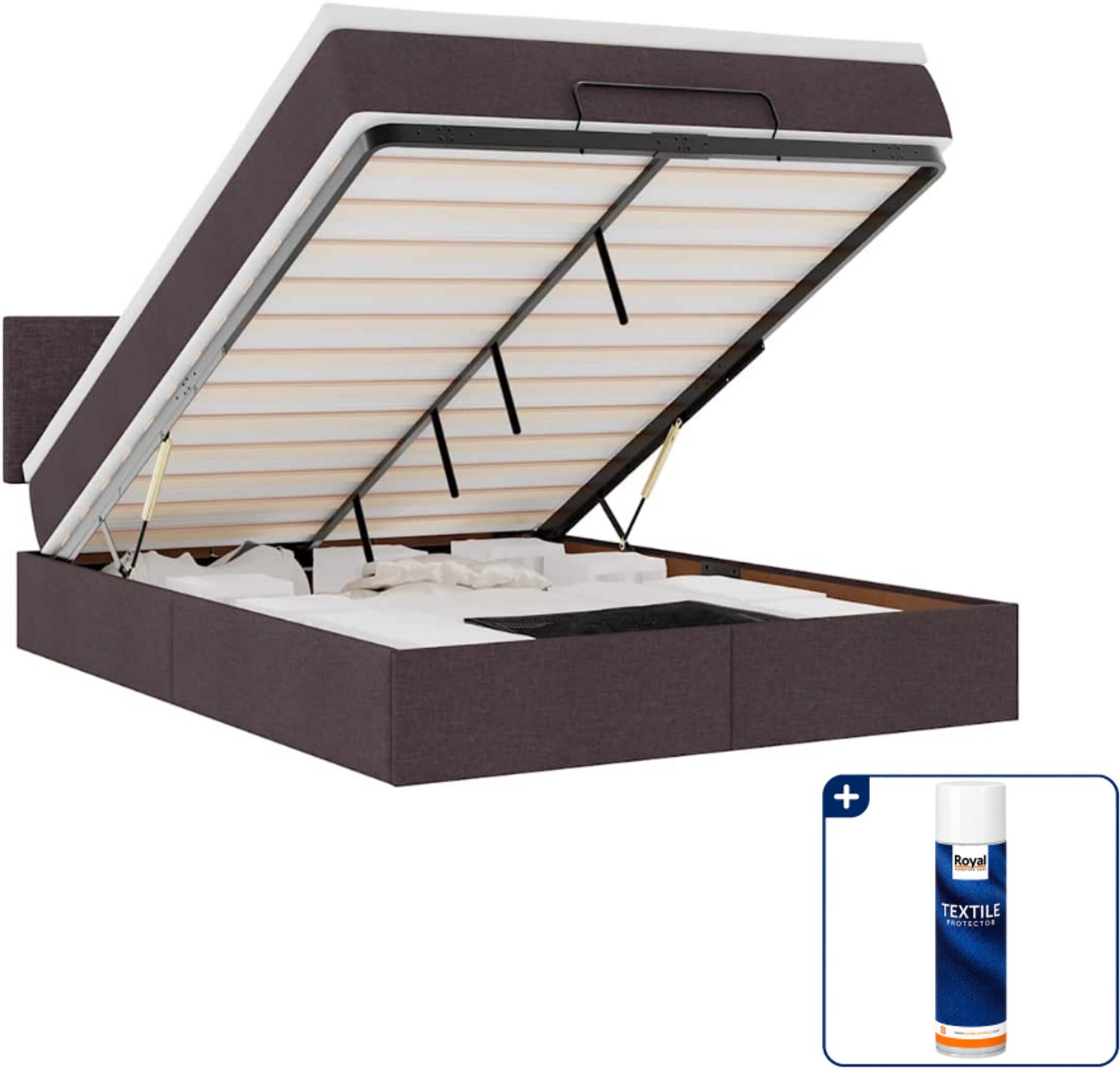 vidaXL Small double bed met matras - 140 x 200 cm - donkerbruin - Inclusief textielbeschermer 500 ml Zwart