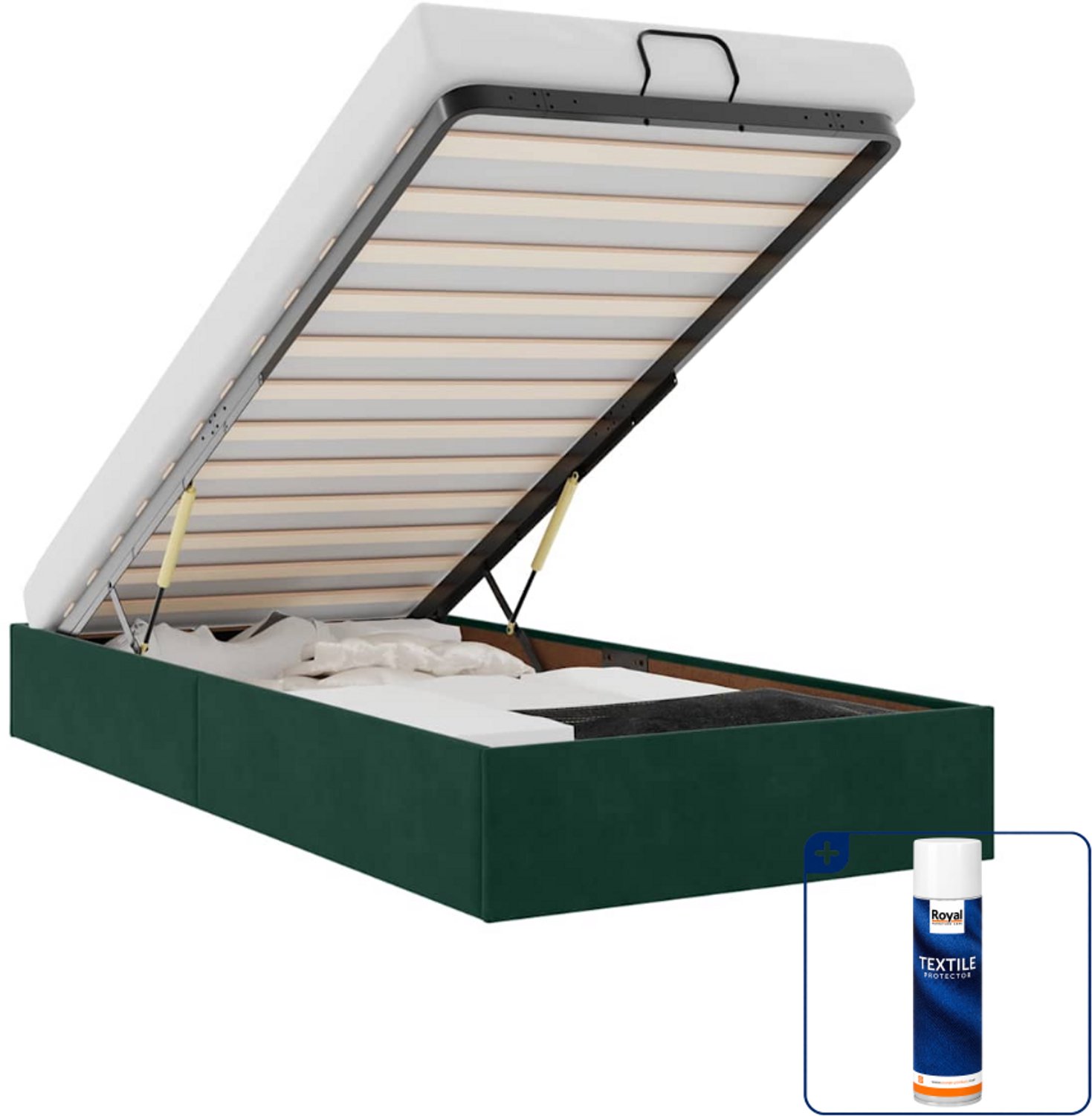 vidaXL bedframe - 80 x 200 cm - fluweel - donkergroen - Inclusief textielbeschermer 500 ml Crème