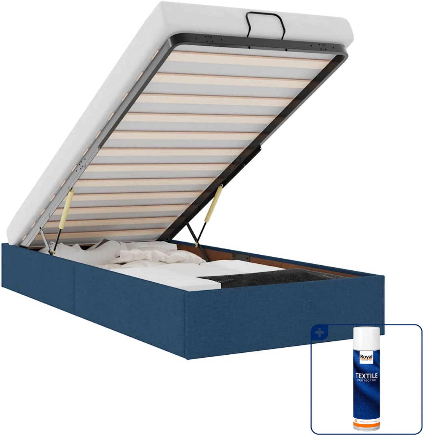 vidaXL Bedframe - 80 x 200 cm - stof - blauw - Inclusief textielbeschermer 500 ml