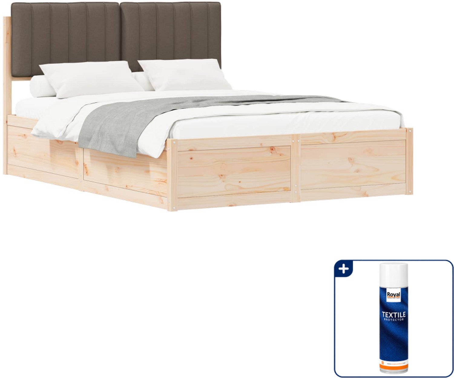 vidaXL Bedframe - Small double - 140 x 200 cm - taupe - Inclusief textielbeschermer 500 ml Roze