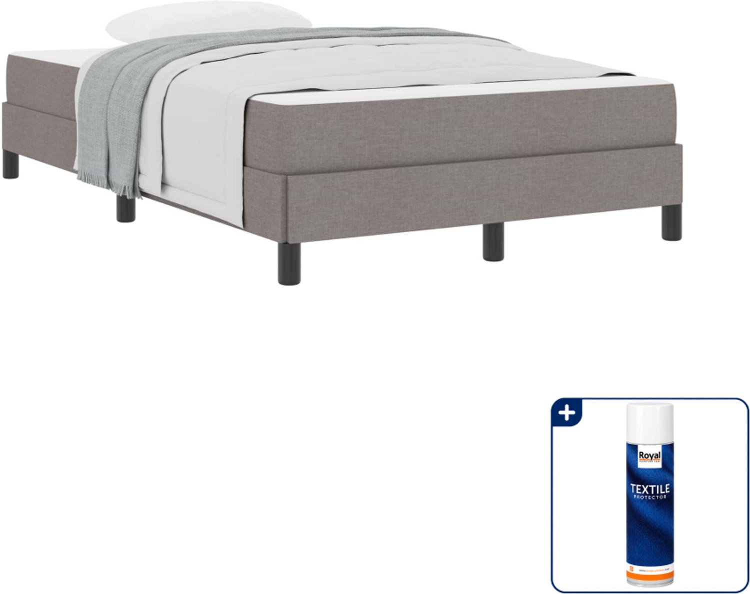 vidaXL boxspringbed - 120 x 190 cm - stof - taupe - Inclusief textielbeschermer 500 ml Bruin
