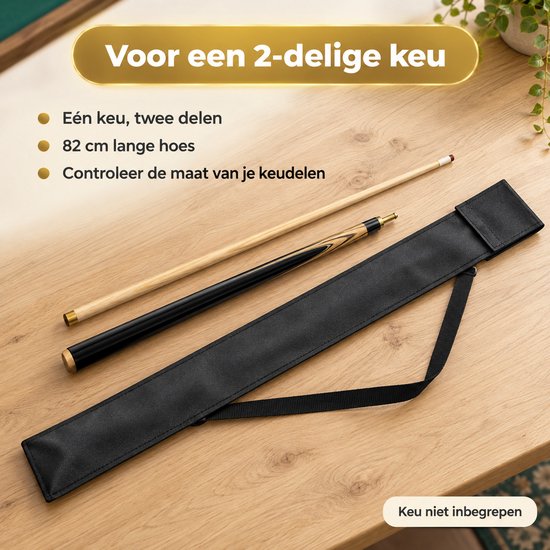 DIVERZA Keutas Biljart – Keuhoes voor 2-Delige Keu – Biljartkeu Tas met Klittenbandsluiting en Draagriem – 82 × 10 cm – Zwart — afbeelding 4