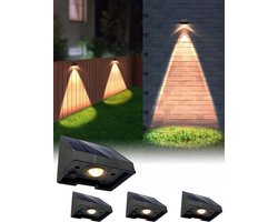 Merkloos Set van 4 waterdichte, op zonne-energie werkende brievenbuslampjes voor buiten (6,6 × 5,8 × 5,1 cm), warm wit licht, geschikt voor hekken, muren, terrassen,…