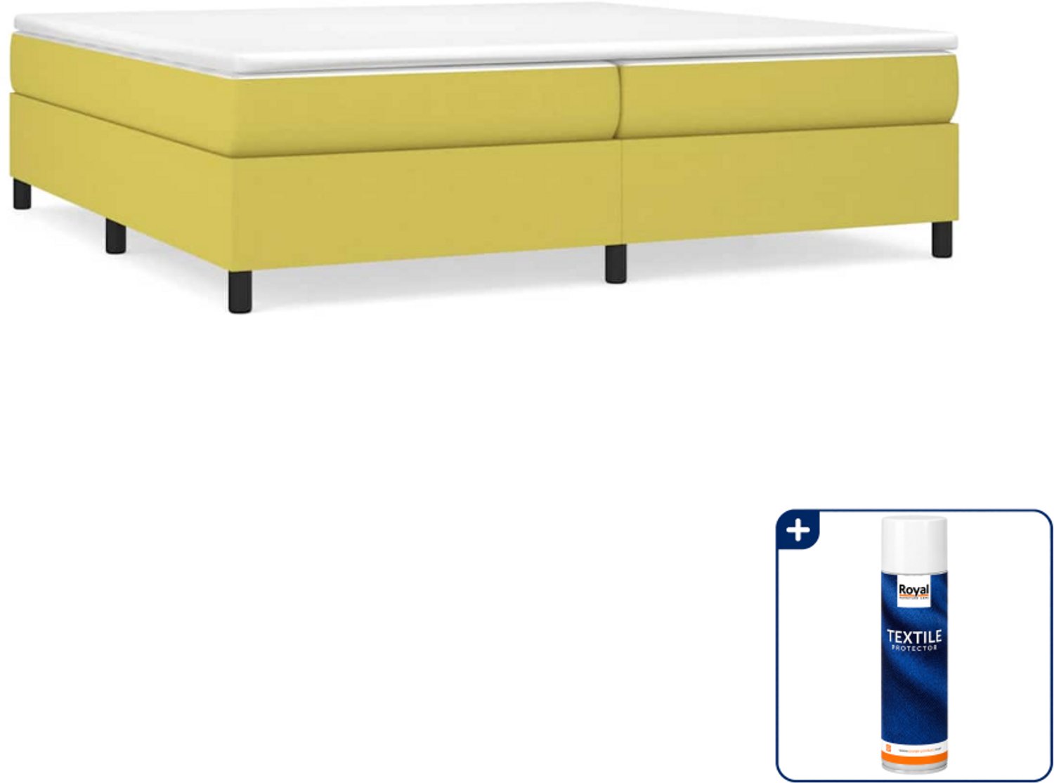 vidaXL boxspring bed 200 x 200 cm - stof - groen - Inclusief textielbeschermer 500 ml Crème