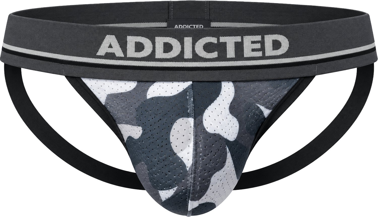 ADDICTED Camo Mesh Push Up Jockstrap Charcoal - MAAT L - Heren Ondergoed - Jockstrap voor Man - Mannen Jock